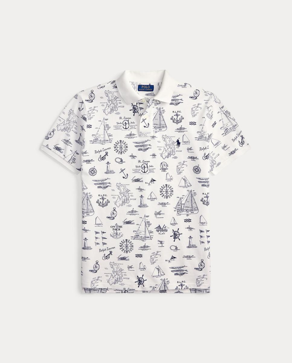 Polo Regular Fit Estampado Branco-6