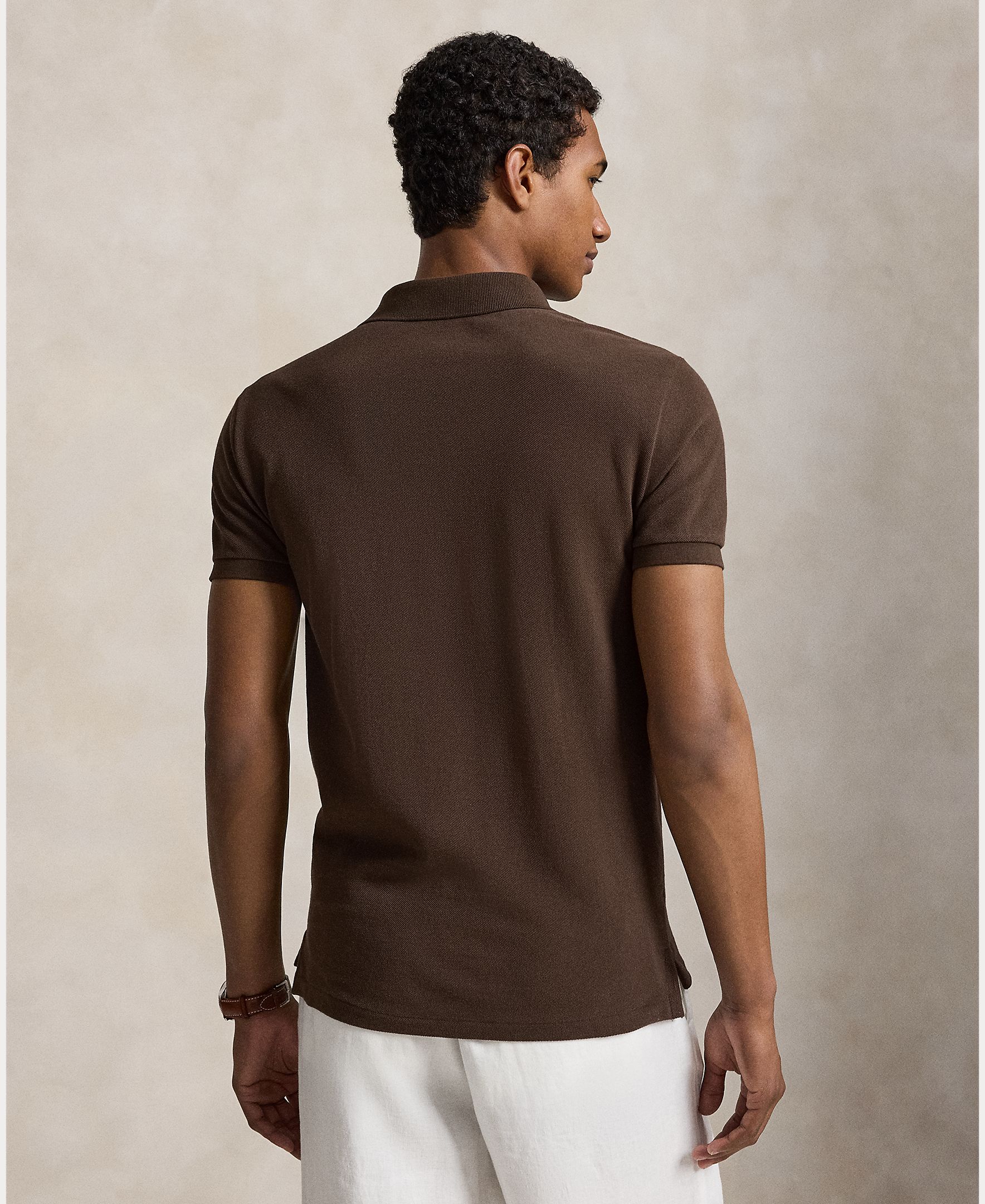 Polo Piqué Slim Fit Castanho-escuro-3