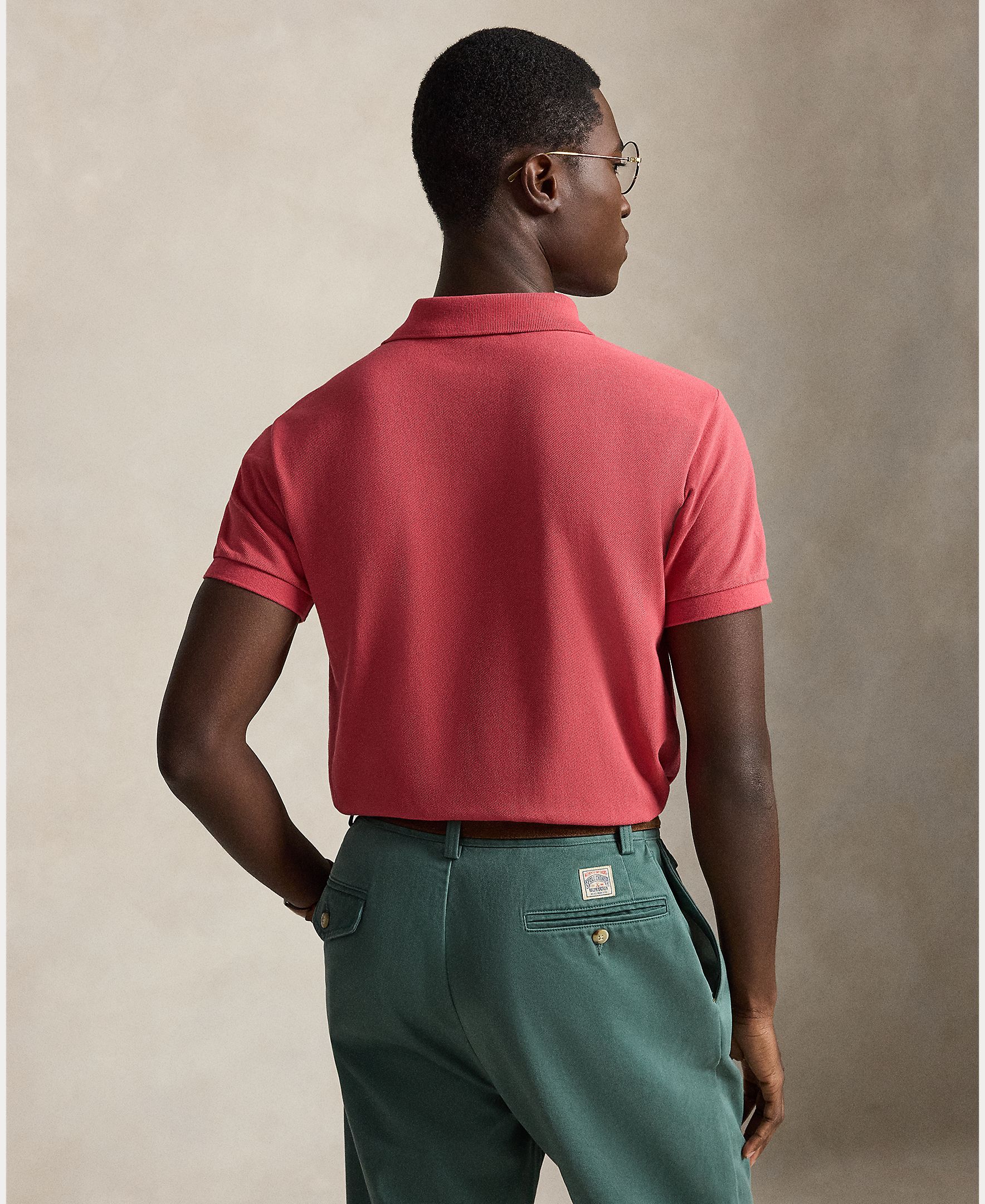 Polo Slim Fit de Algodão Vermelho-cereja-3