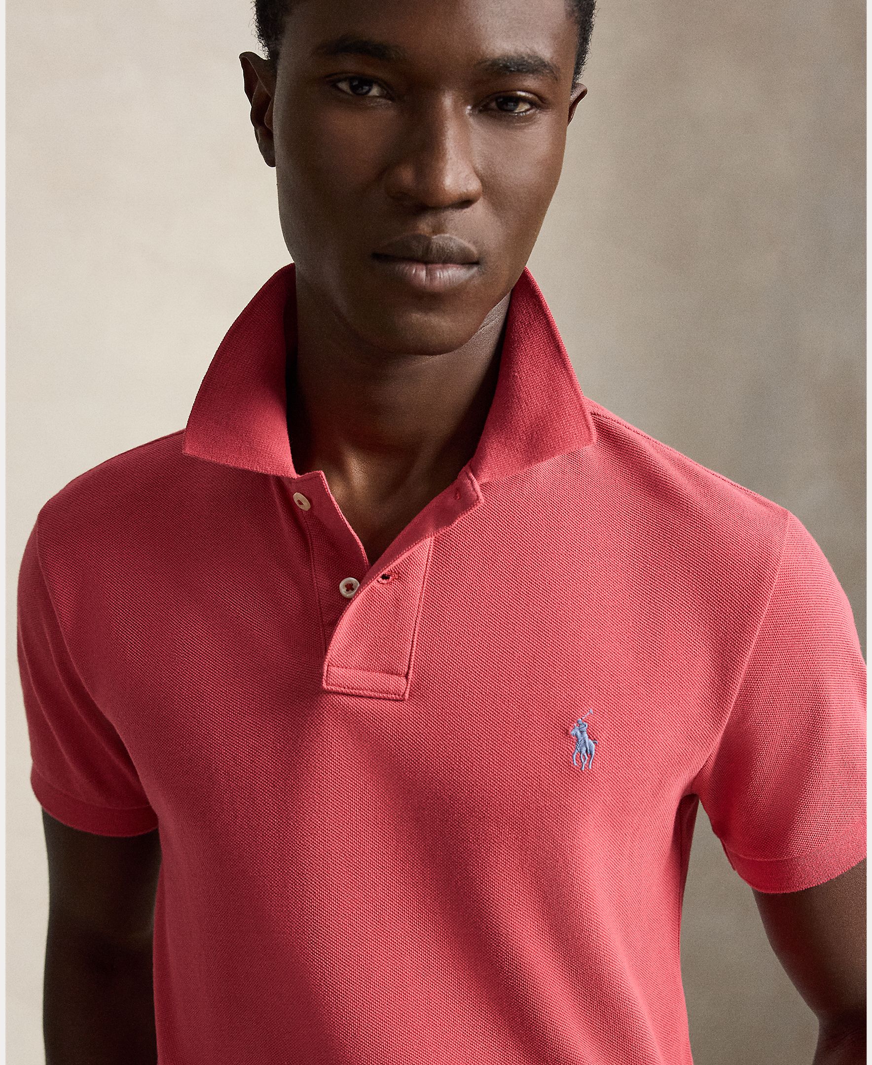Polo Slim Fit de Algodão Vermelho-cereja-4