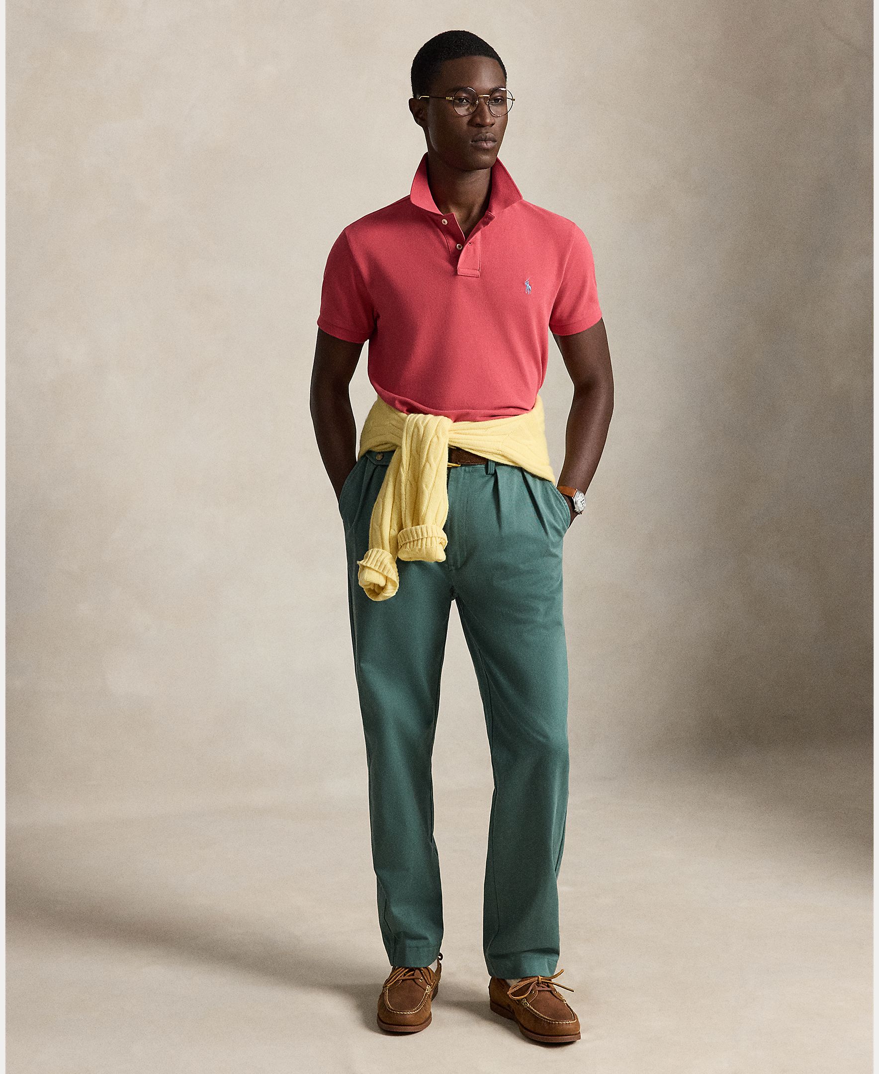 Polo Slim Fit de Algodão Vermelho-cereja-7