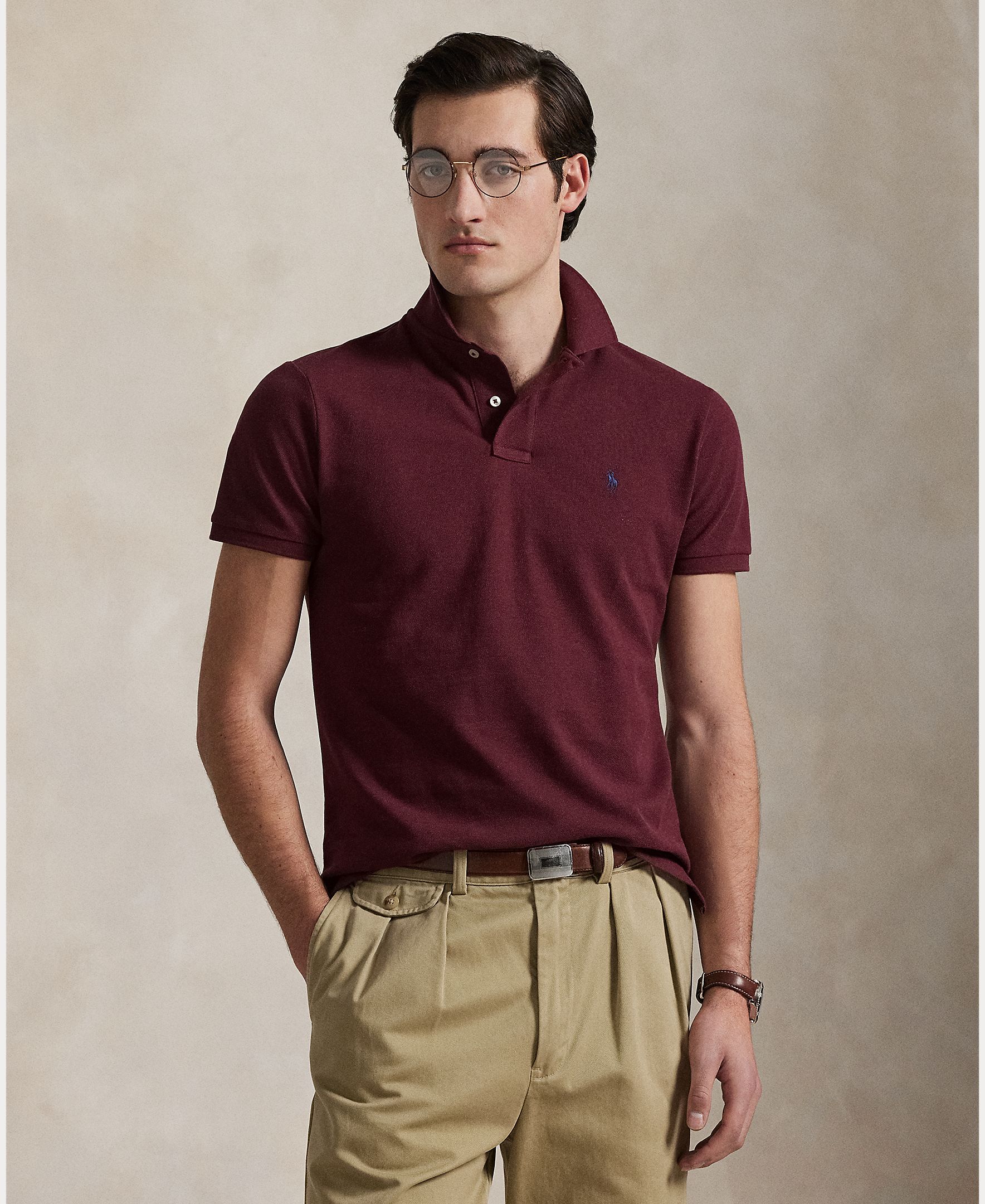 Polo Regular Fit de Algodão Grená-1