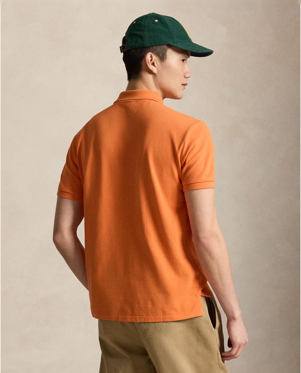 Polo Regular Fit de Algodão Laranja-3
