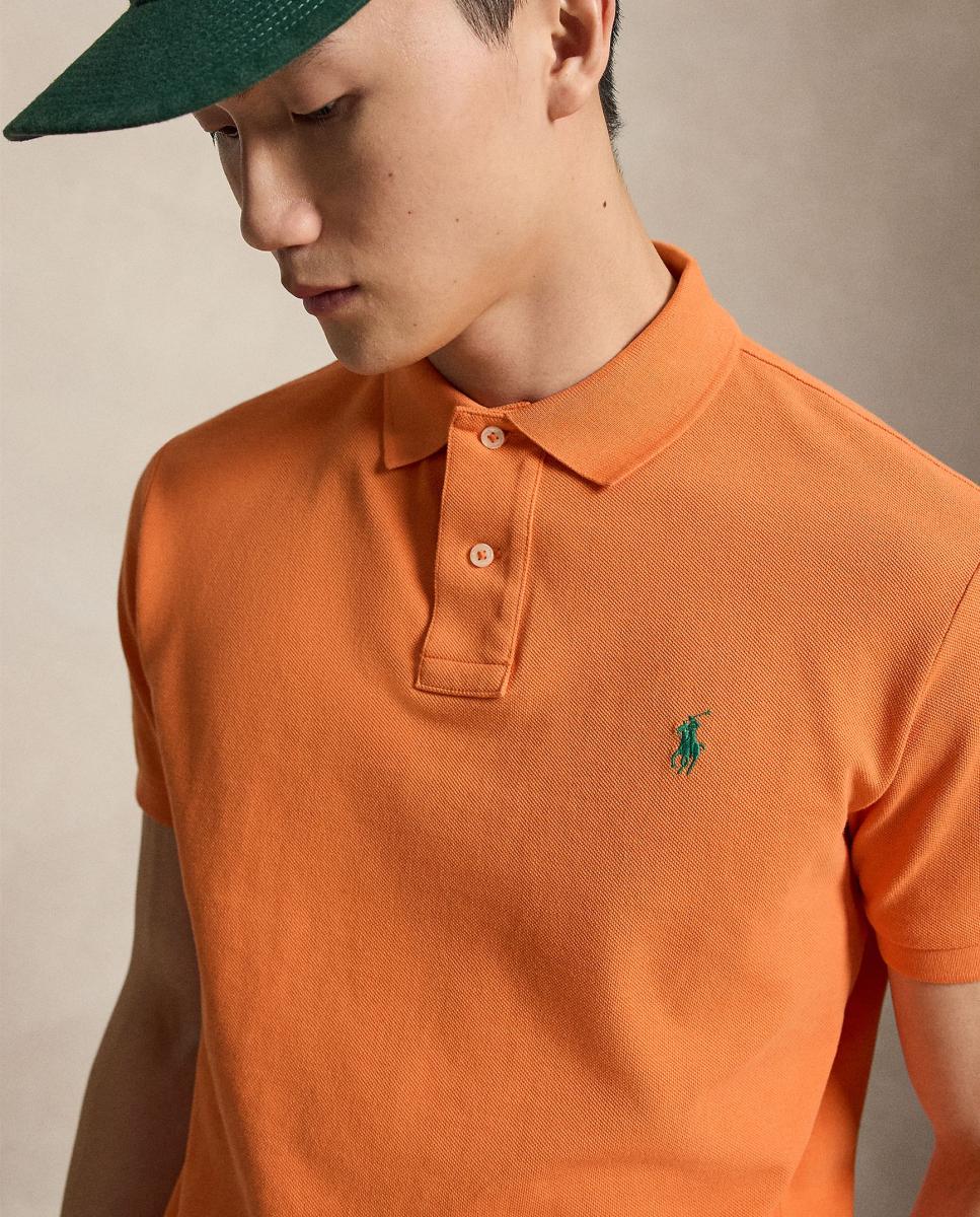 Polo Regular Fit de Algodão Laranja-4