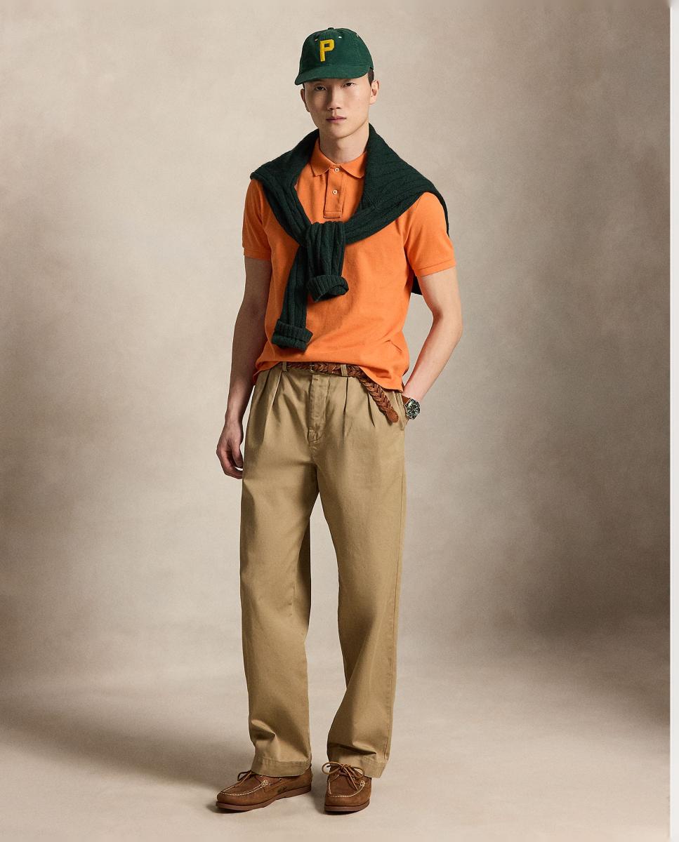 Polo Regular Fit de Algodão Laranja-7