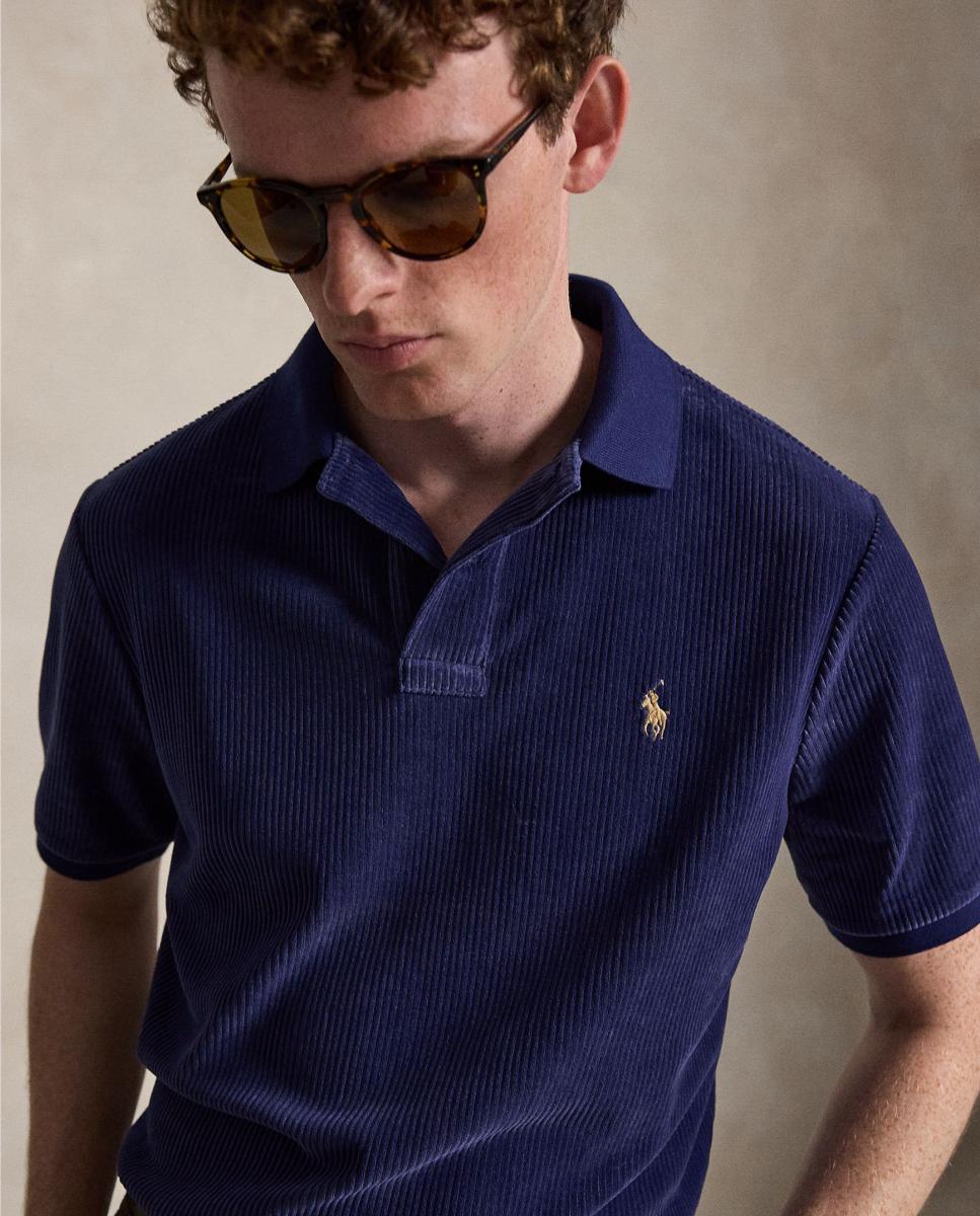 Polo de Bombazina com Logótipo Azul-marinho-4