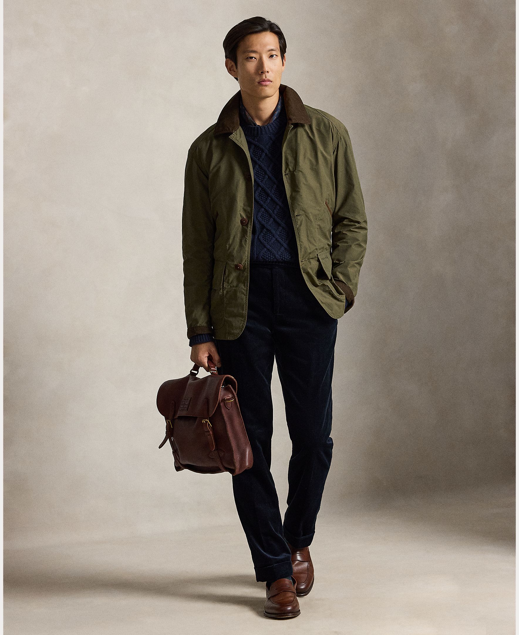 Chaqueta de hombre de algodón con cuello de pana - Polo Ralph Lauren - Verde pardo Verde pardo-1