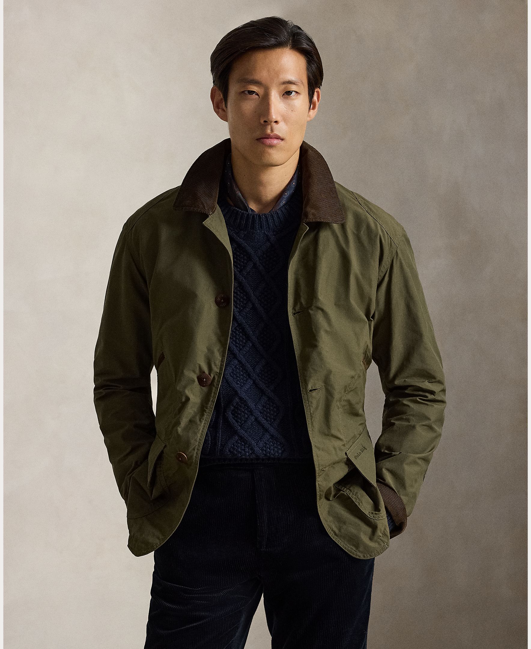 Chaqueta de hombre de algodón con cuello de pana - Polo Ralph Lauren - Verde pardo Verde pardo-3