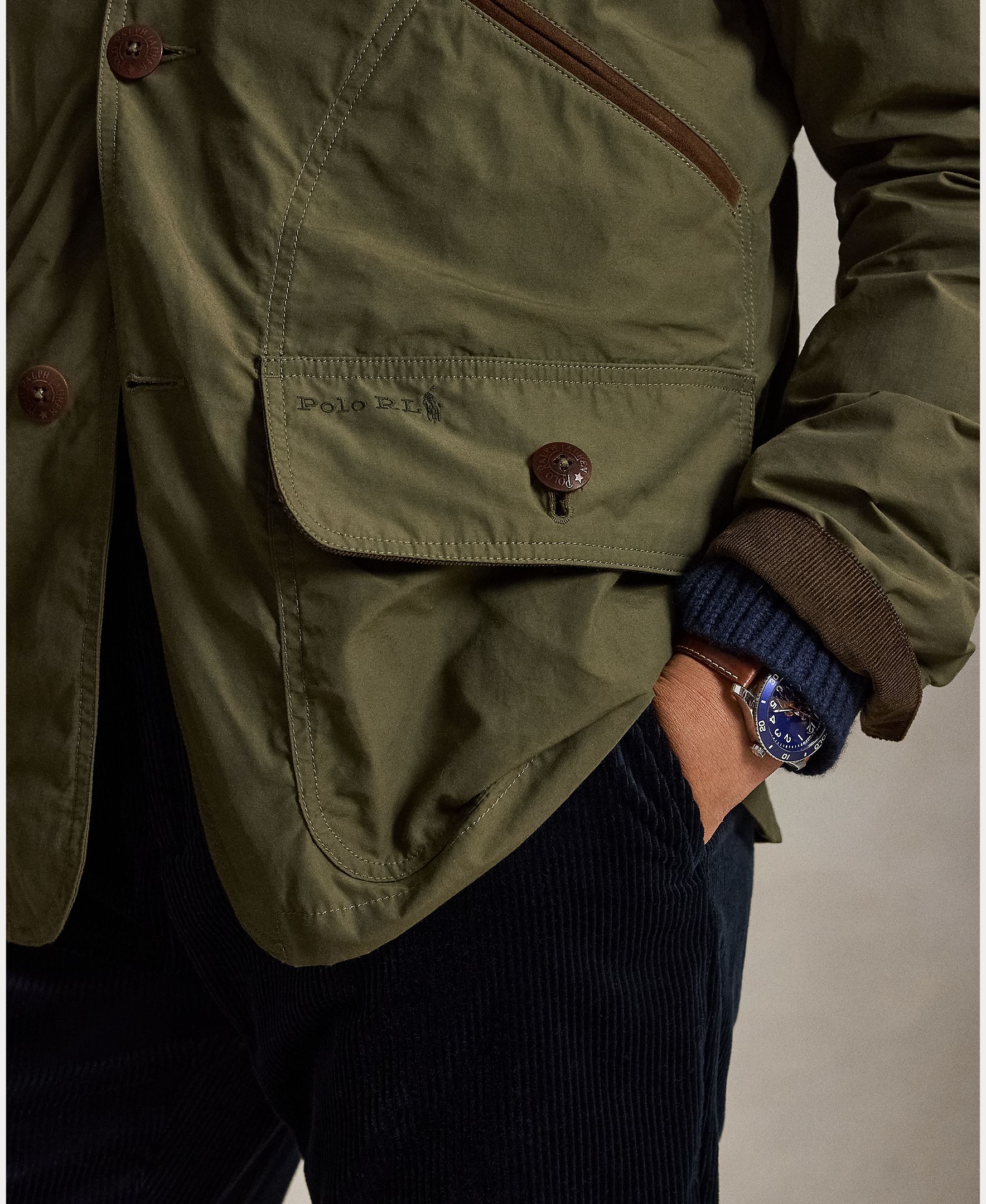 Chaqueta de hombre de algodón con cuello de pana - Polo Ralph Lauren - Verde pardo Verde pardo-5