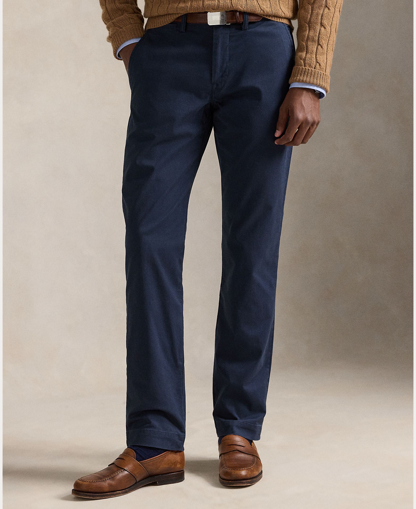 Calças Chino Classic Fit Tamanhos Grandes e em Algodão Azul-marinho-3