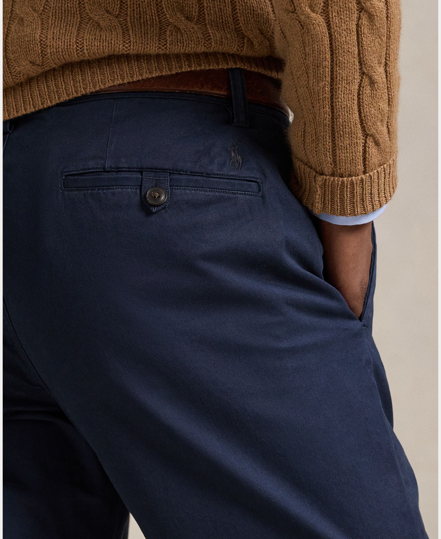 Calças Chino Classic Fit Tamanhos Grandes e em Algodão Azul-marinho-5