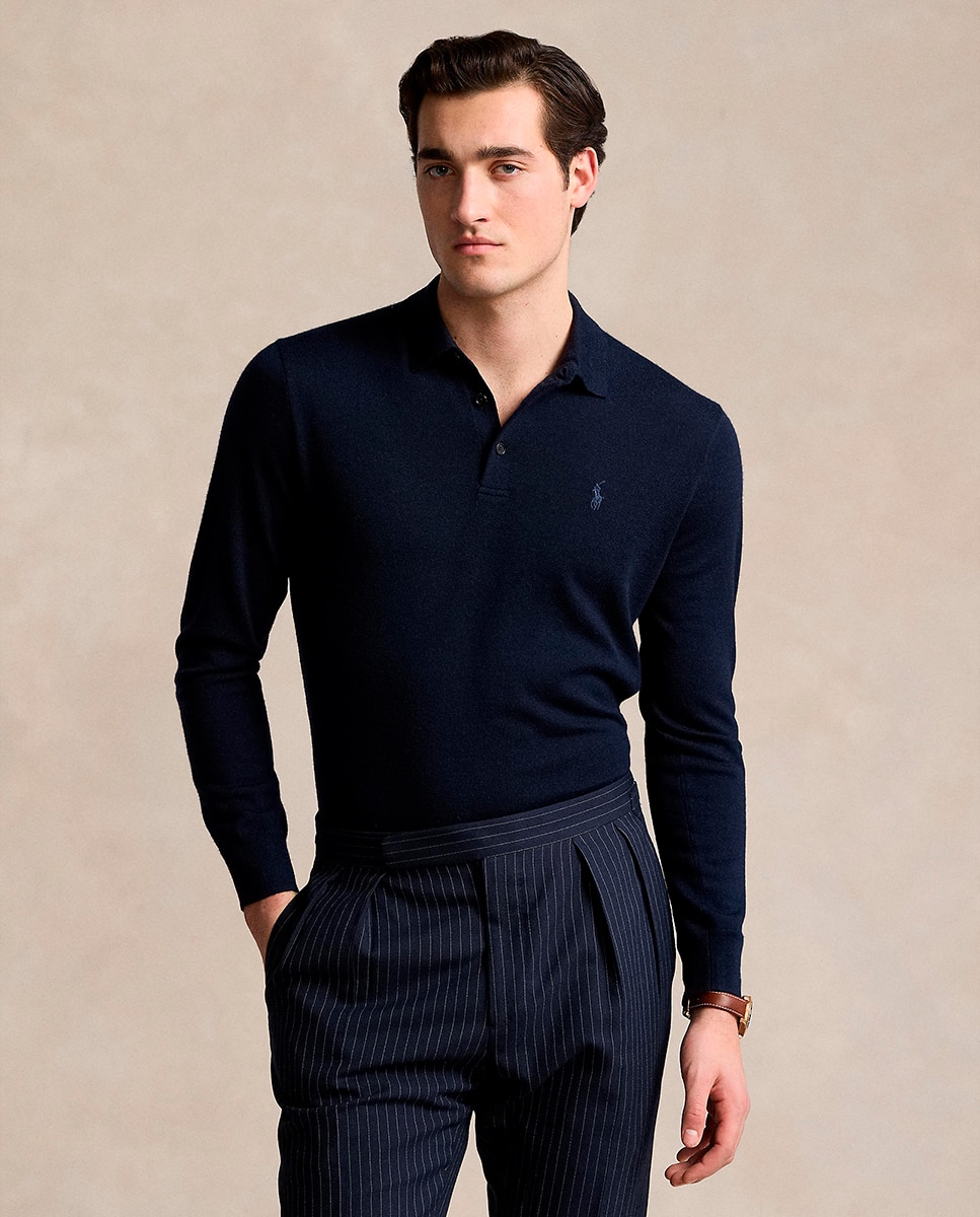 Imagem 0 de Camisola de Malha com Colarinho de Polo e em Lã