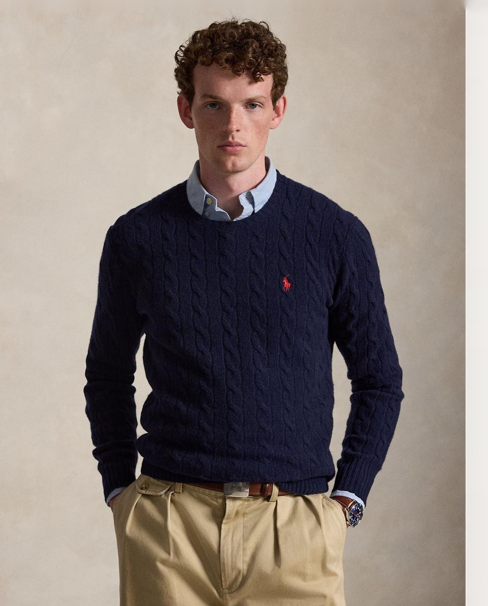 Jersey de hombre de lana y cachemira Fawn Gris Jaspeado - Polo Ralph Lauren - Azul marino Azul marino-1
