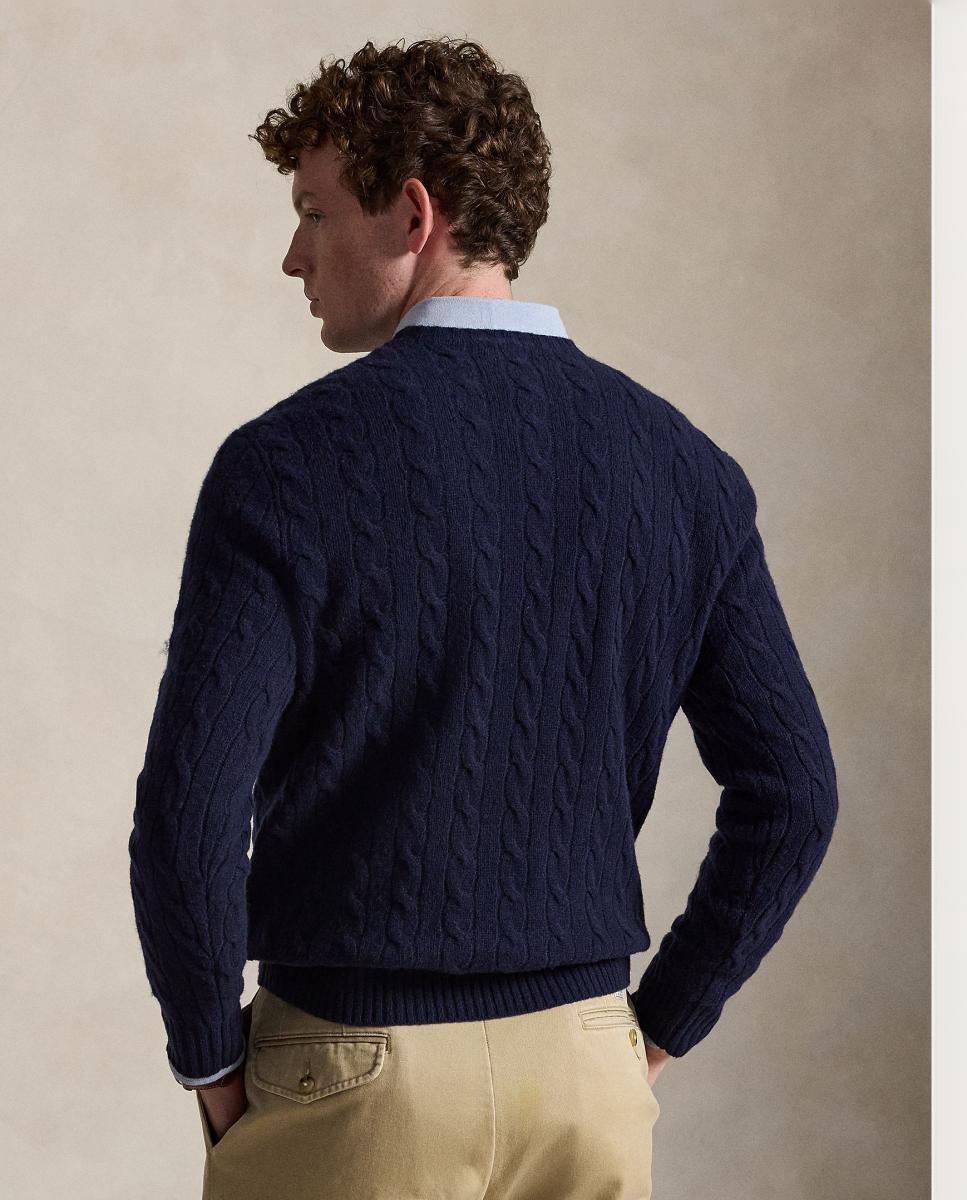 Jersey de hombre de lana y cachemira Fawn Gris Jaspeado - Polo Ralph Lauren - Azul marino Azul marino-3