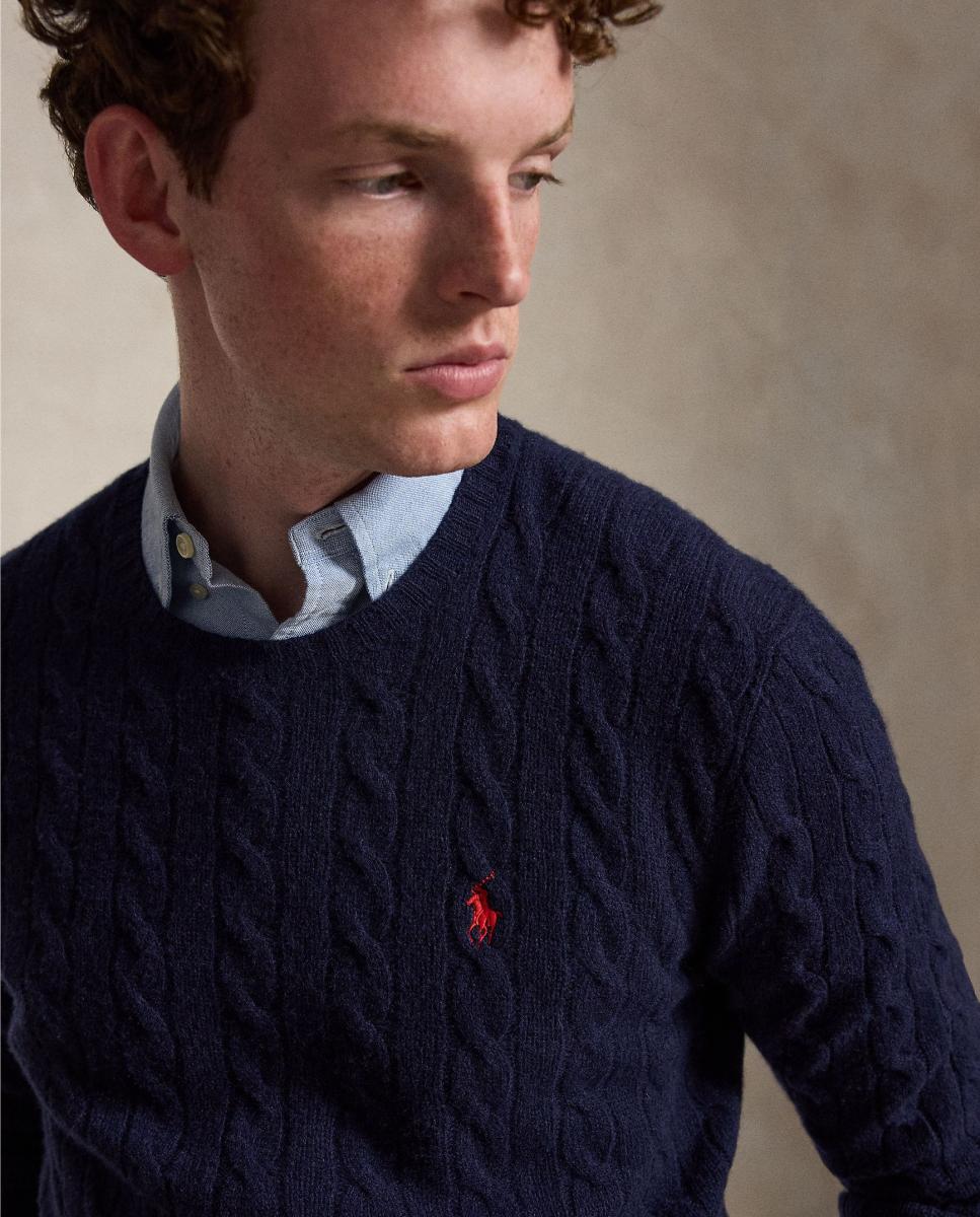 Jersey de hombre de lana y cachemira Fawn Gris Jaspeado - Polo Ralph Lauren - Azul marino Azul marino-5