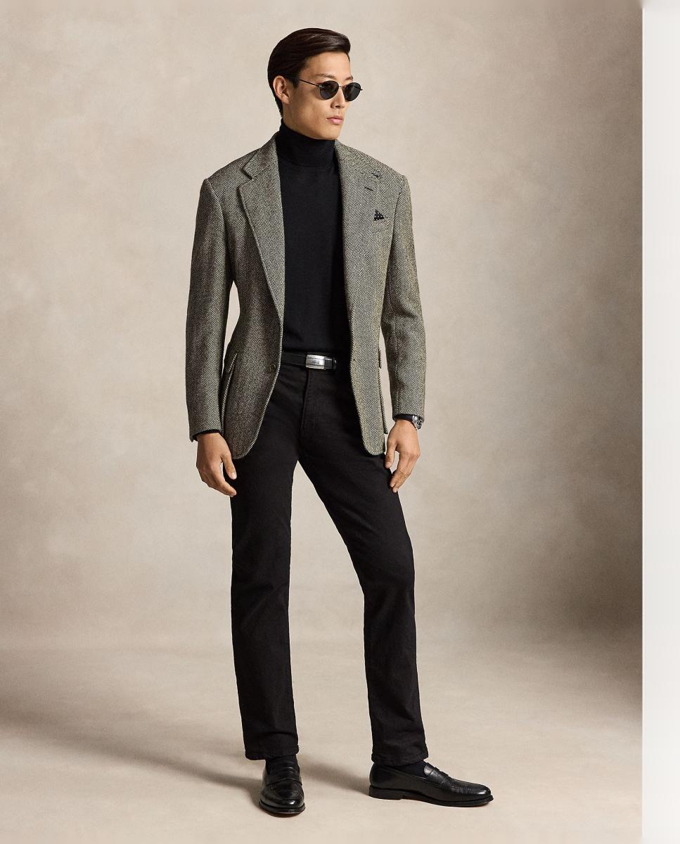 Camisola de Malha de Lã Merino com Gola Dobrada Preto-6