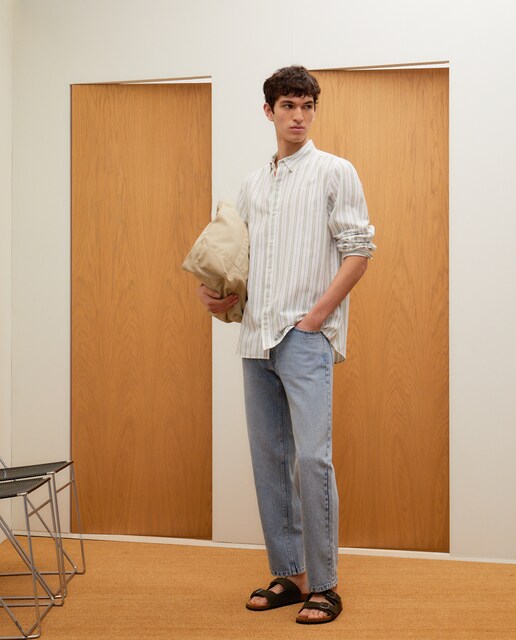 Camisa de rayas lino de hombre