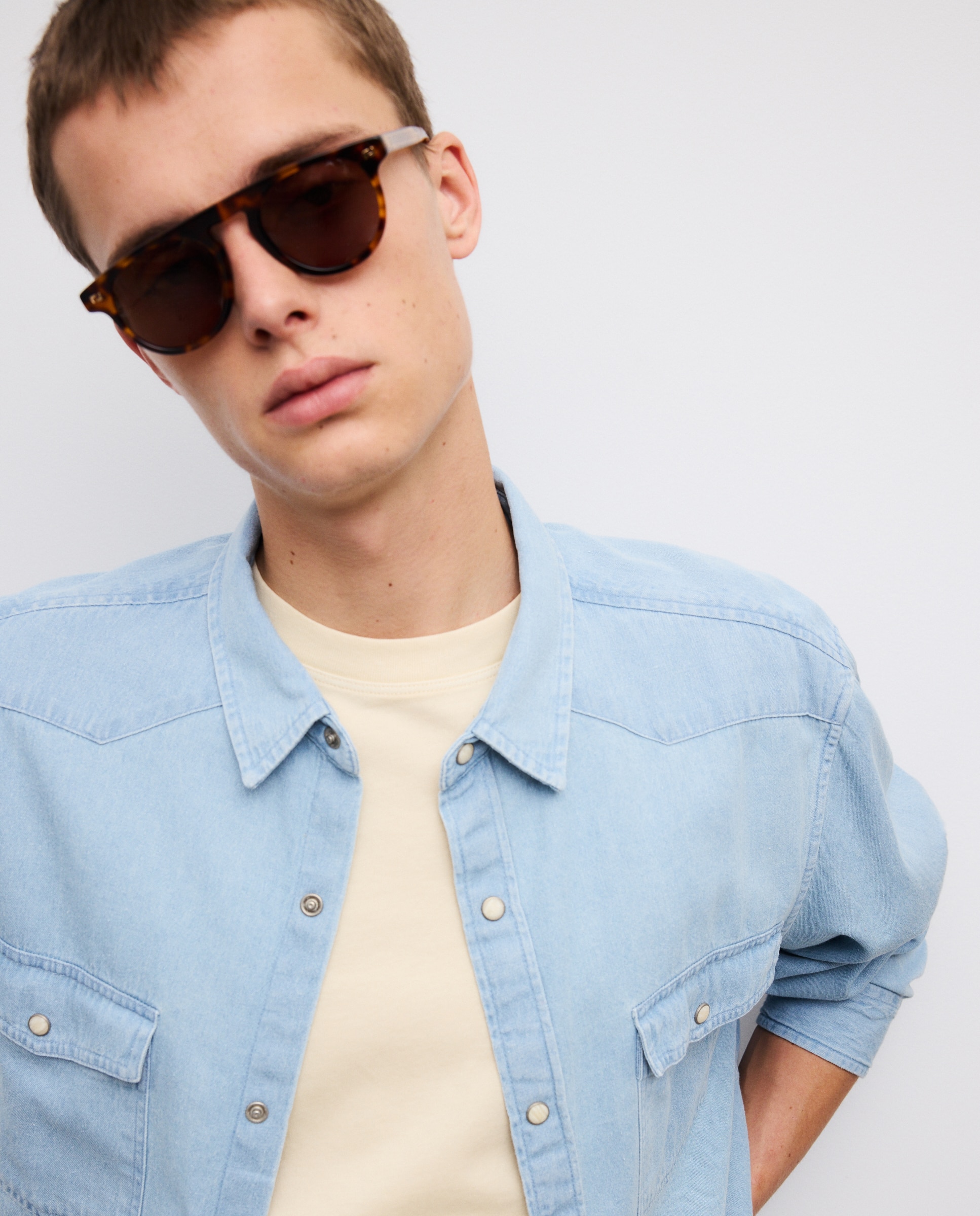 Camisa de Ganga Azul-claro-4
