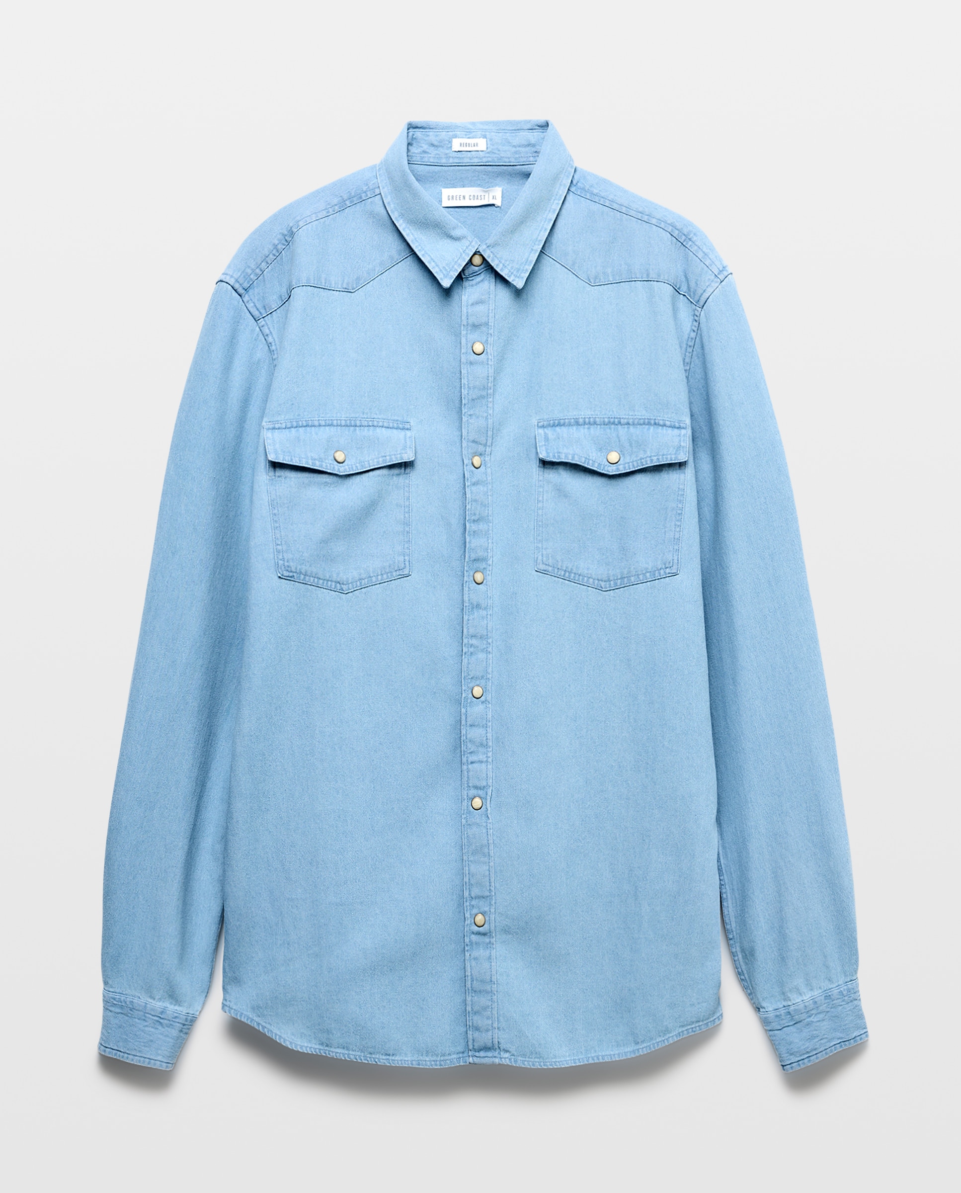 Camisa de Ganga Azul-claro-5
