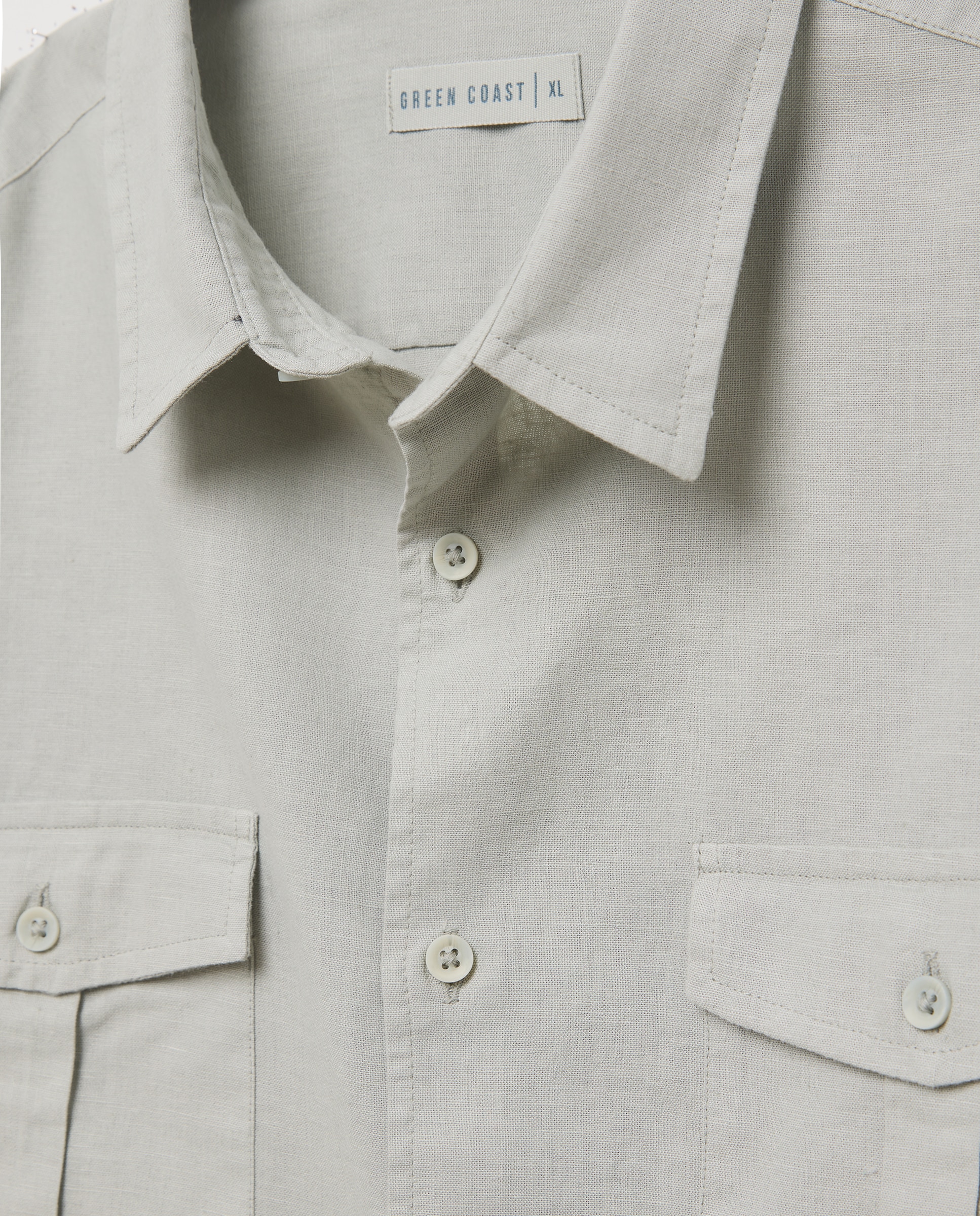 Imagen 5 de Camisa lisa de lino de hombre utility - Green Coast - 510 Verde claro 510 Verde claro