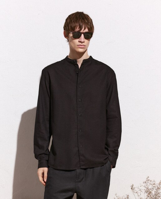 Camisa lisa de lino de hombre