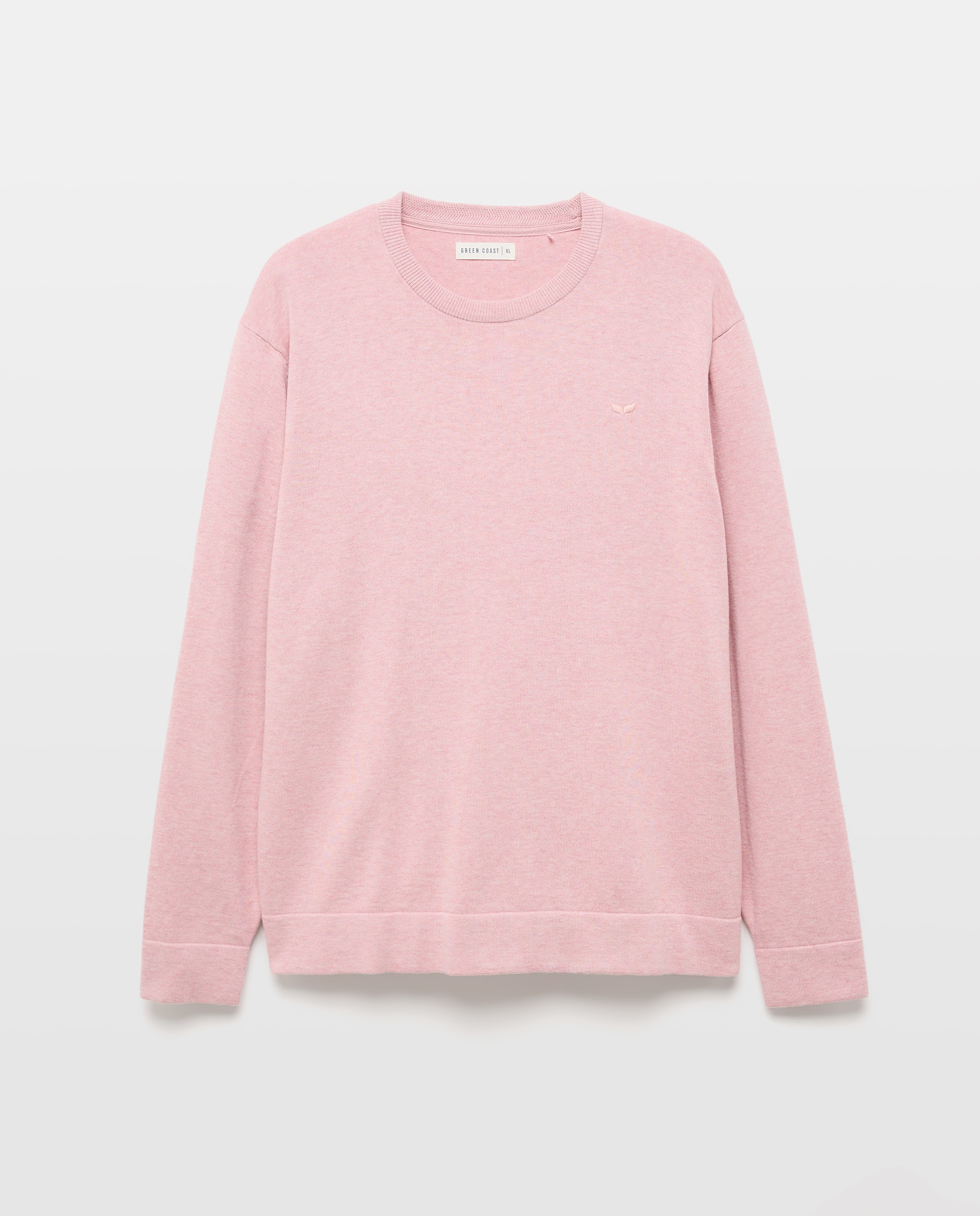 Camisola de Malha Lisa Básica com Decote Redondo Rosa-claro-5