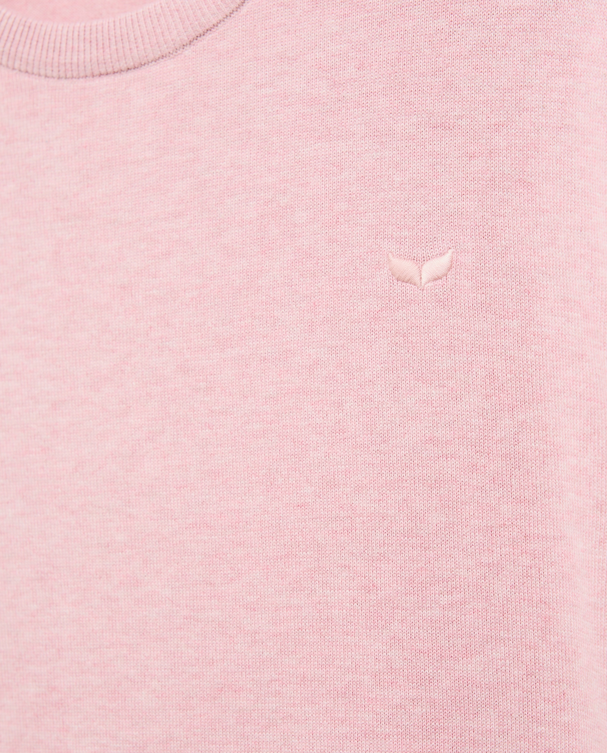 Camisola de Malha Lisa Básica com Decote Redondo Rosa-claro-6