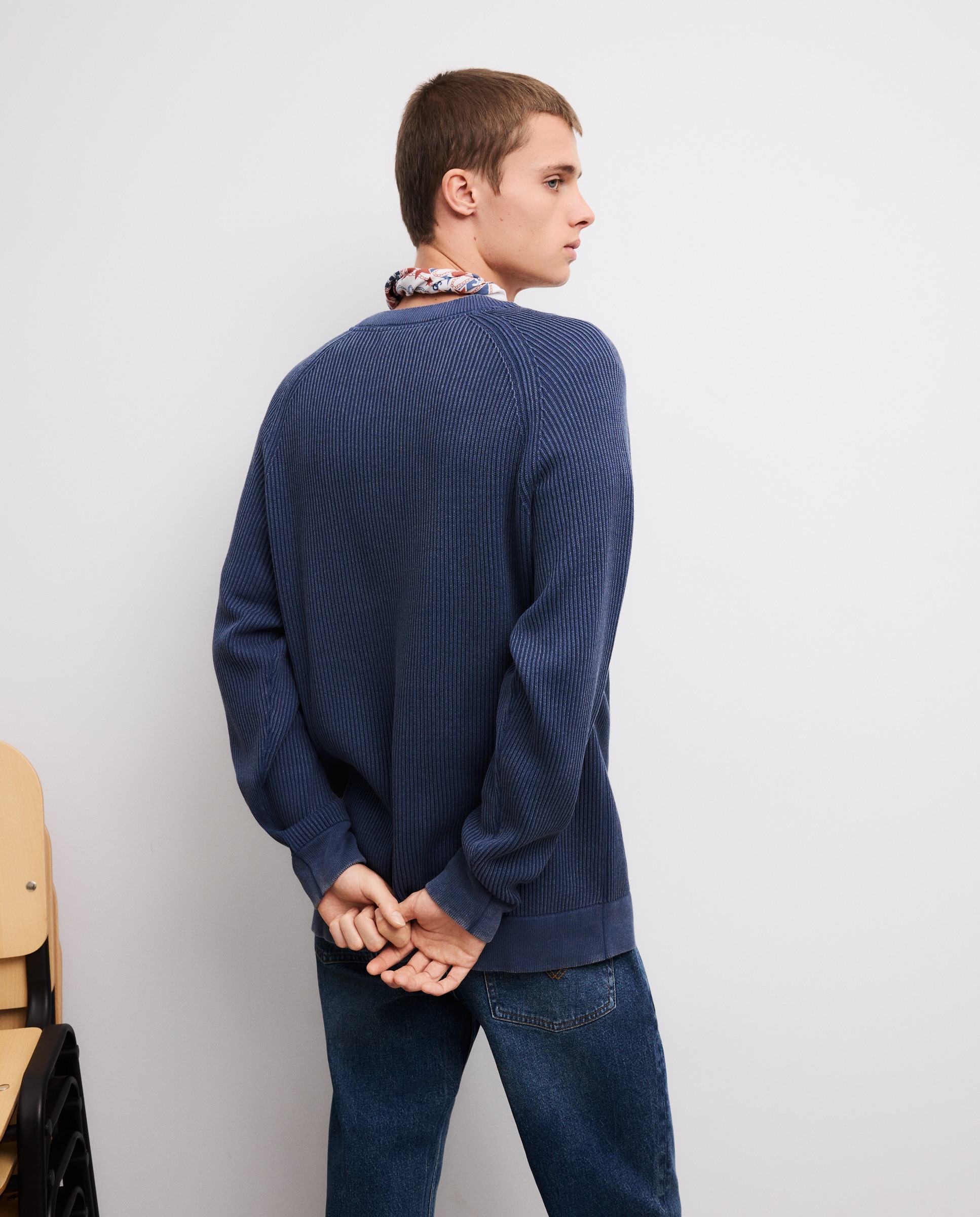Camisola de Malha Overdyed Canelada 471 Índigo-3