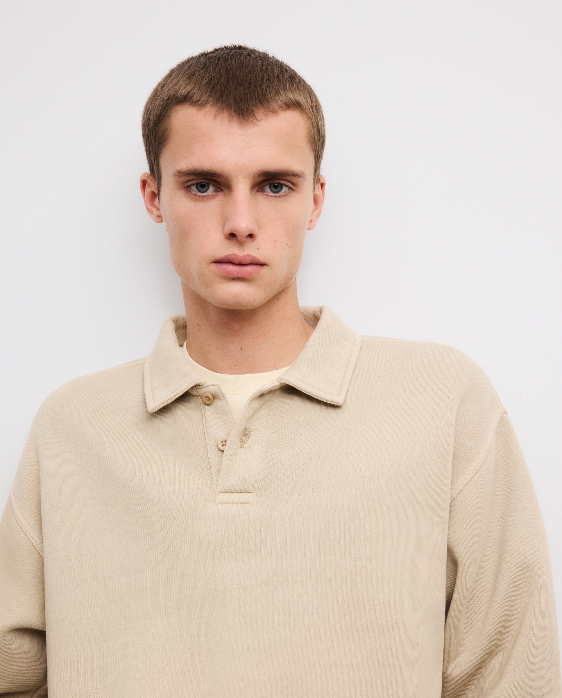 Polo Tipo Sweatshirt com Manga Comprida 850 Pedra-2