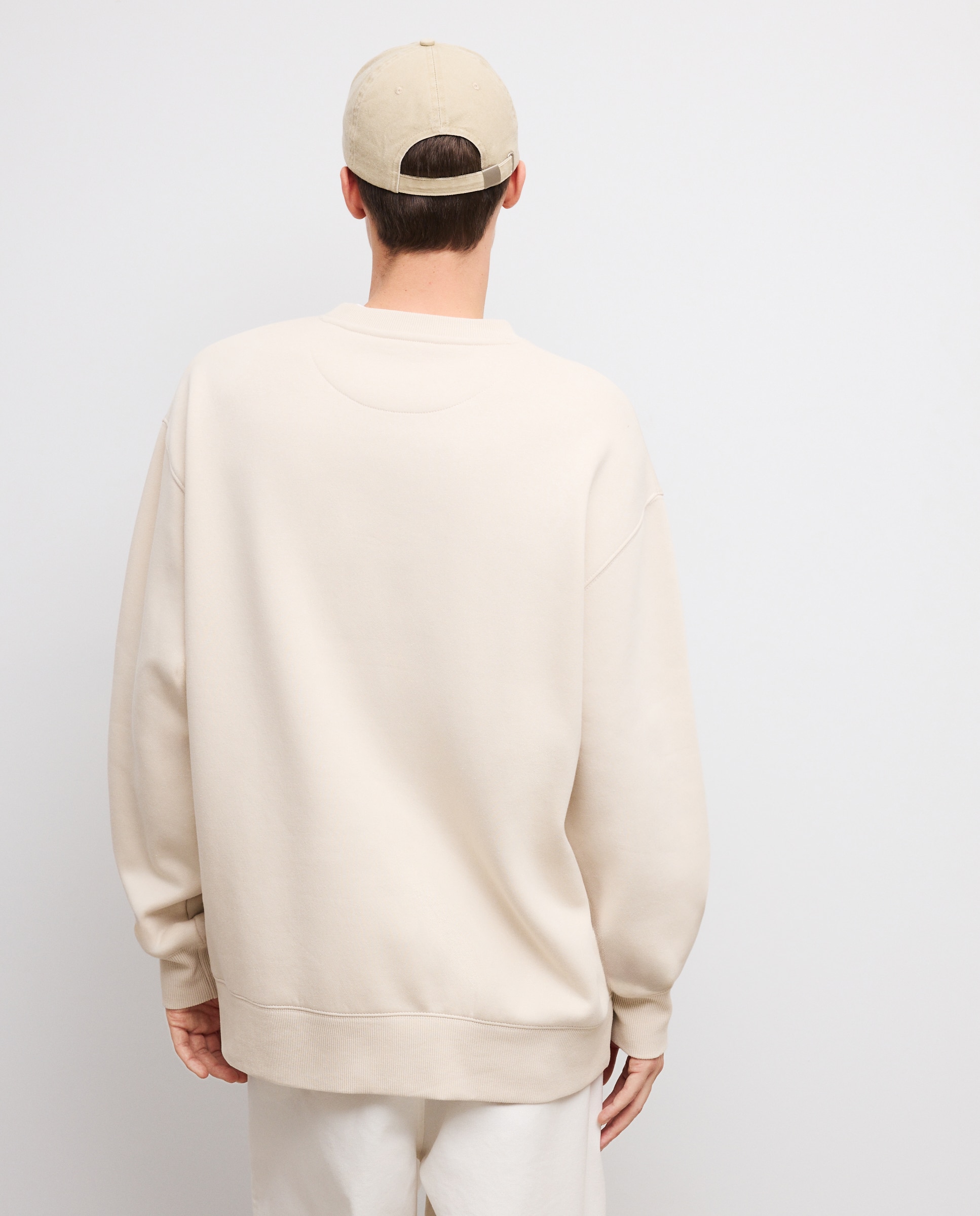 Sweatshirt com Decote Redondo 130 Marfim-3