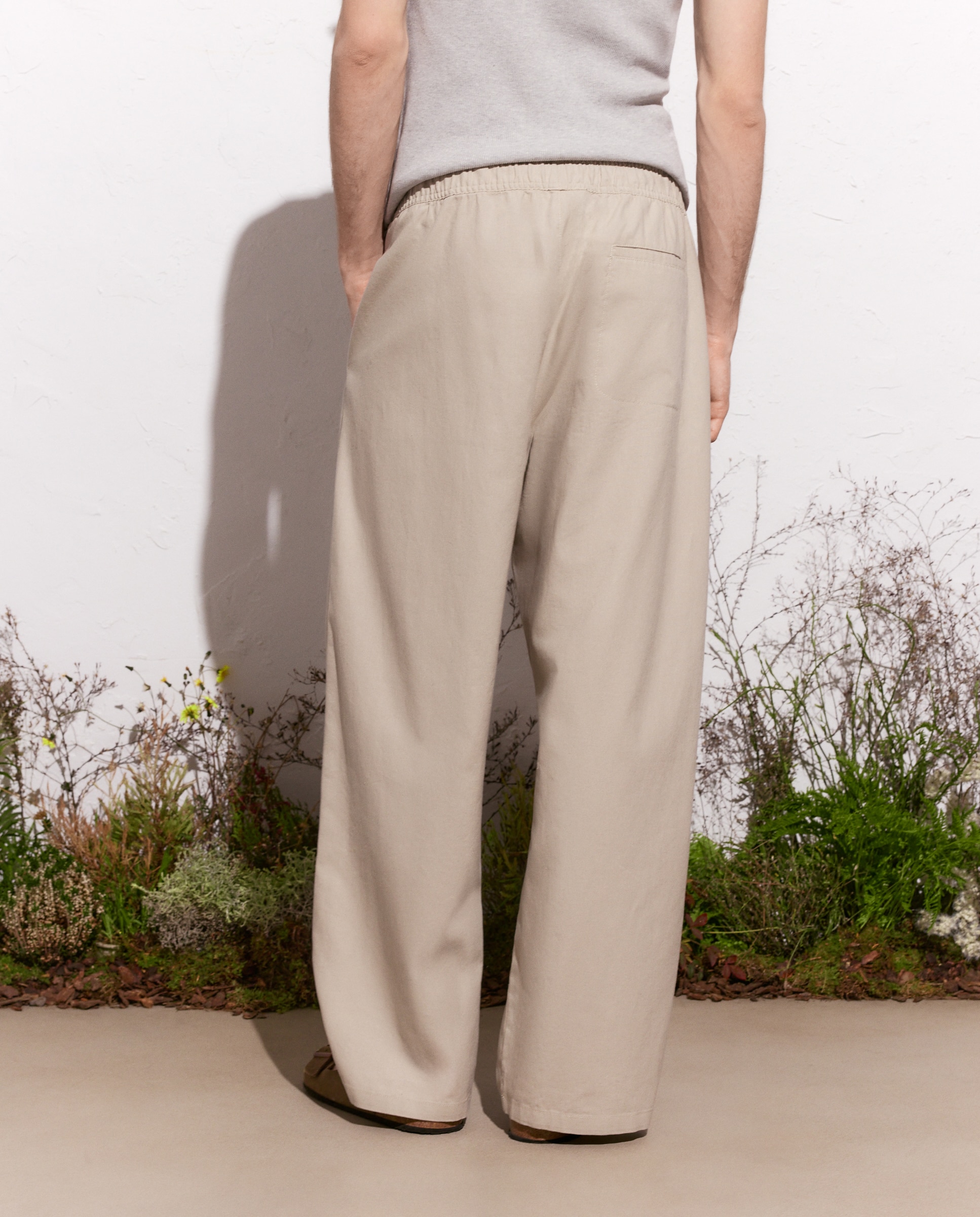 Calças Folgadas de Linho 850 Pedra-3