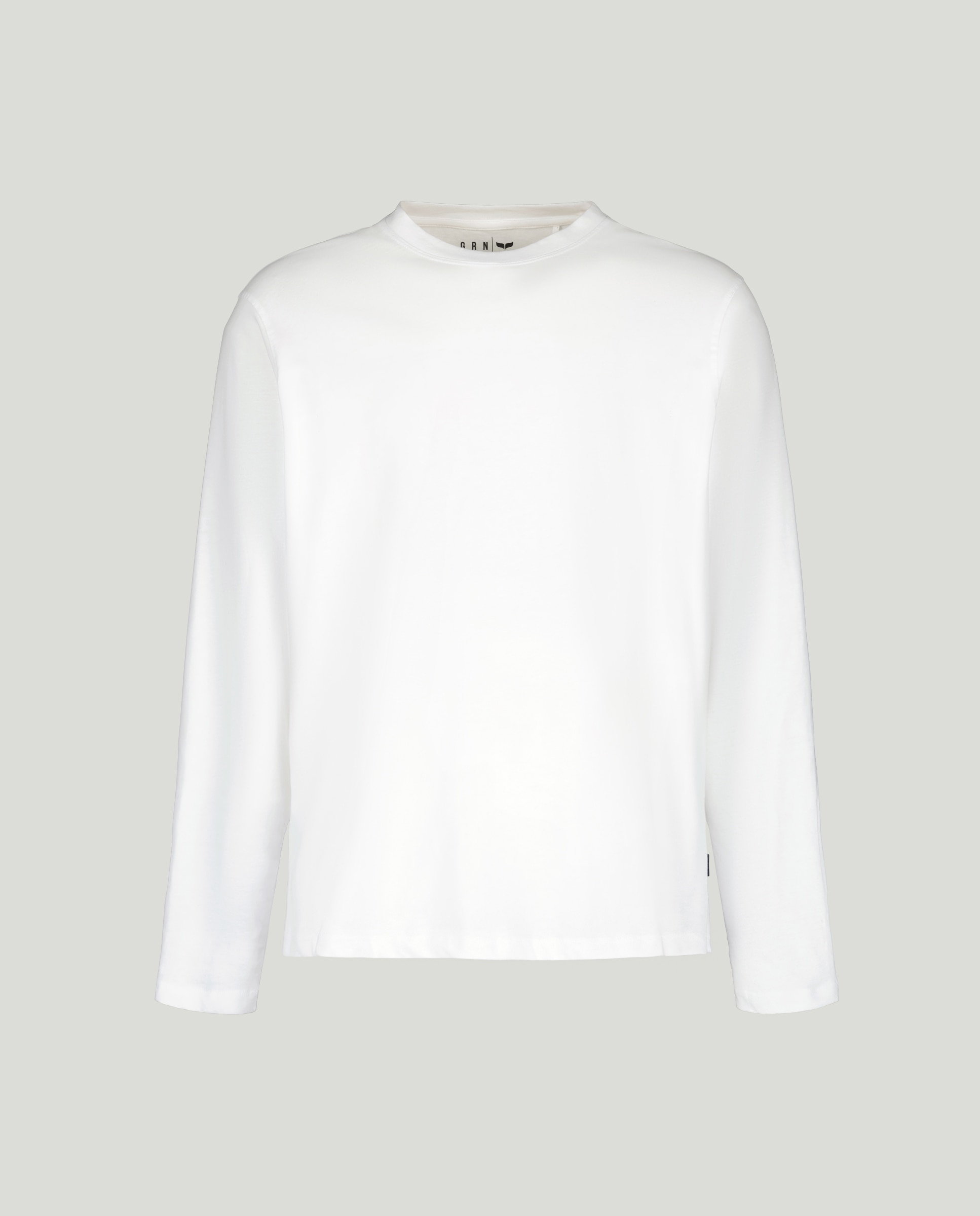 Camisola de algodão BCI branca com manga comprida Branco-4