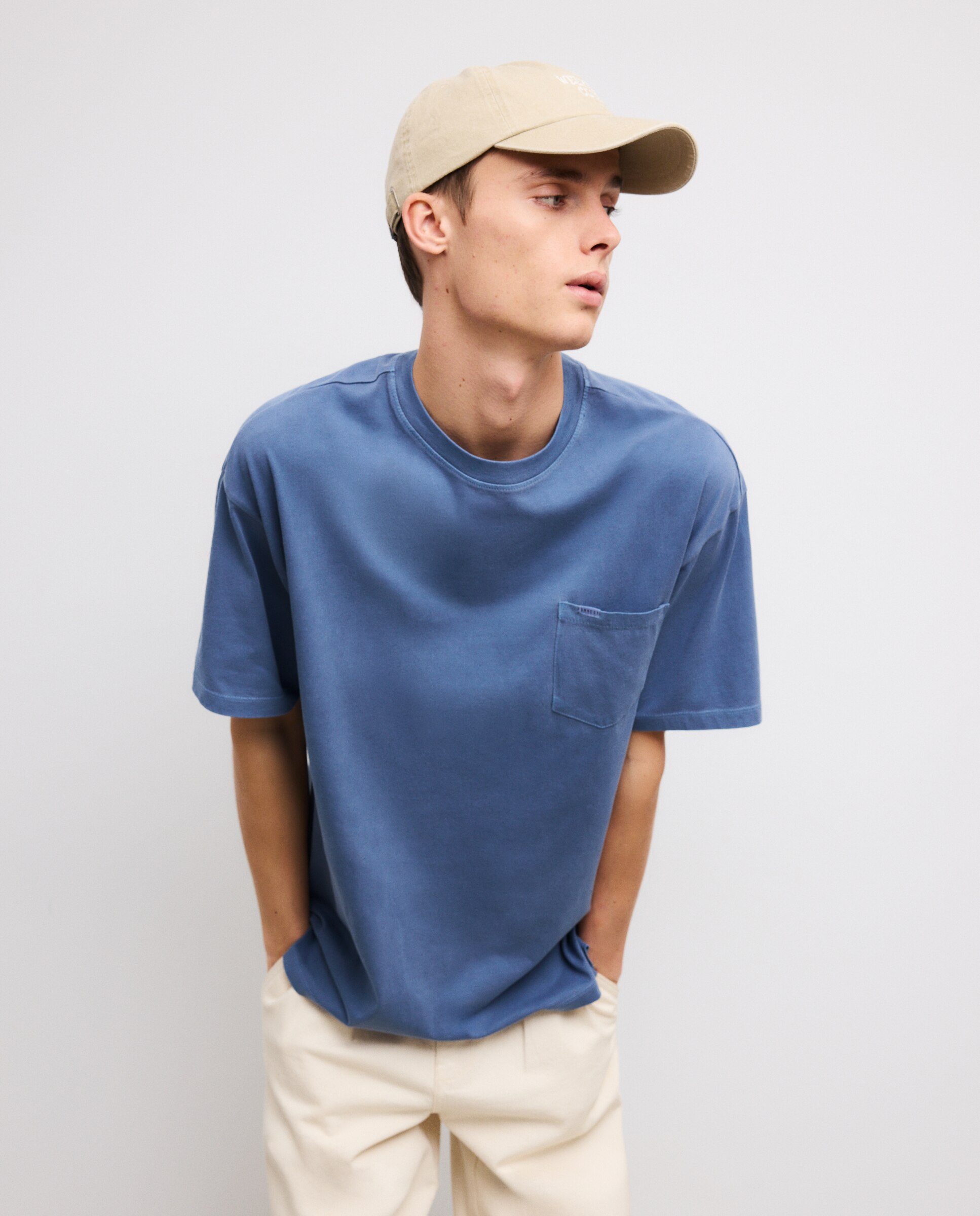Camiseta manga corta overdye bolsillo - Green Coast - 630 Coral Azul índigo-1