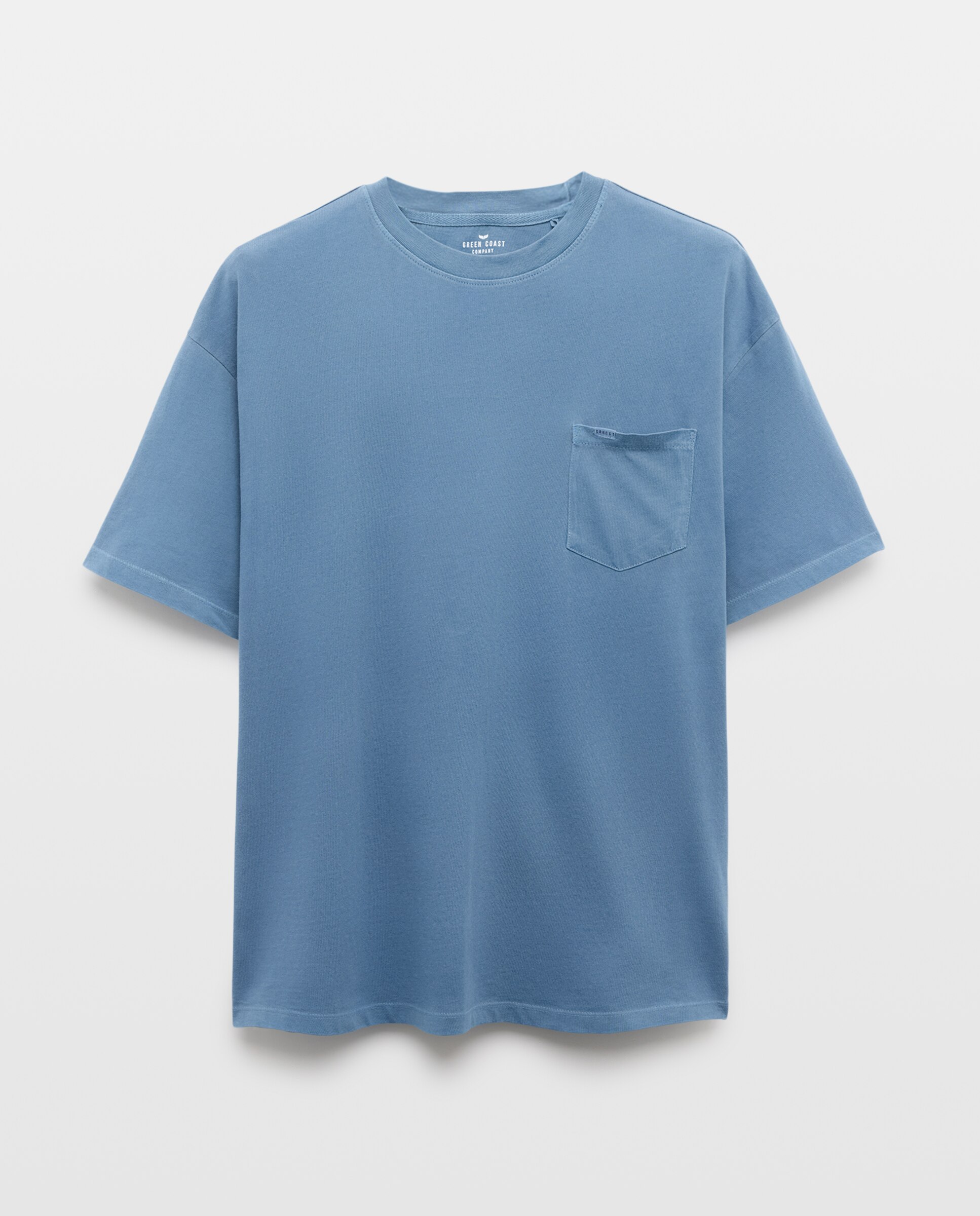 Camiseta manga corta overdye bolsillo - Green Coast - 630 Coral Azul índigo-5