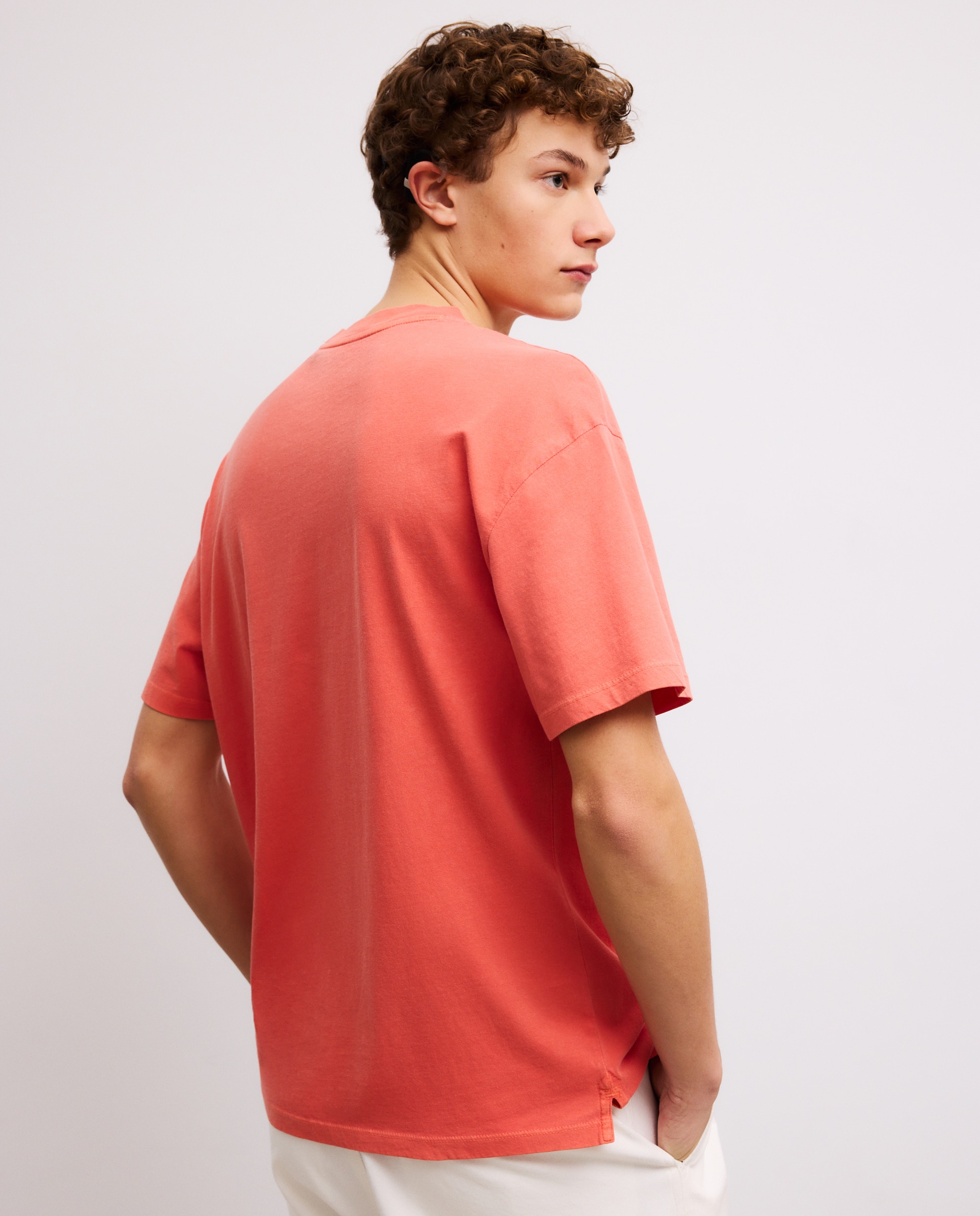 T-shirt de Manga Curta Overdye com Bolso 630 Coral-3