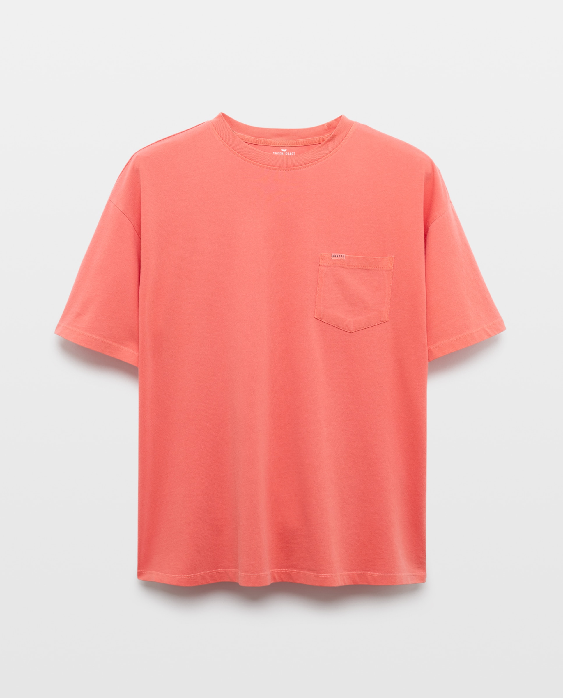 T-shirt de Manga Curta Overdye com Bolso 630 Coral-5