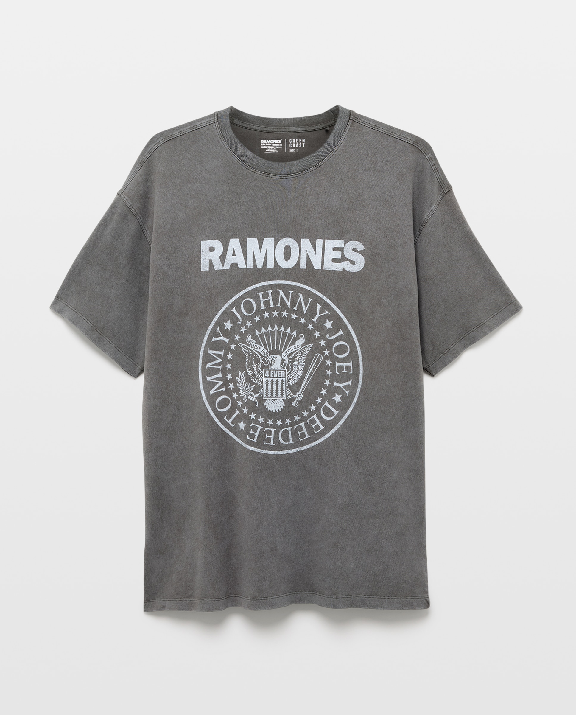 T-shirt de Manga Curta com Estampado de Música Ramones Verde-5