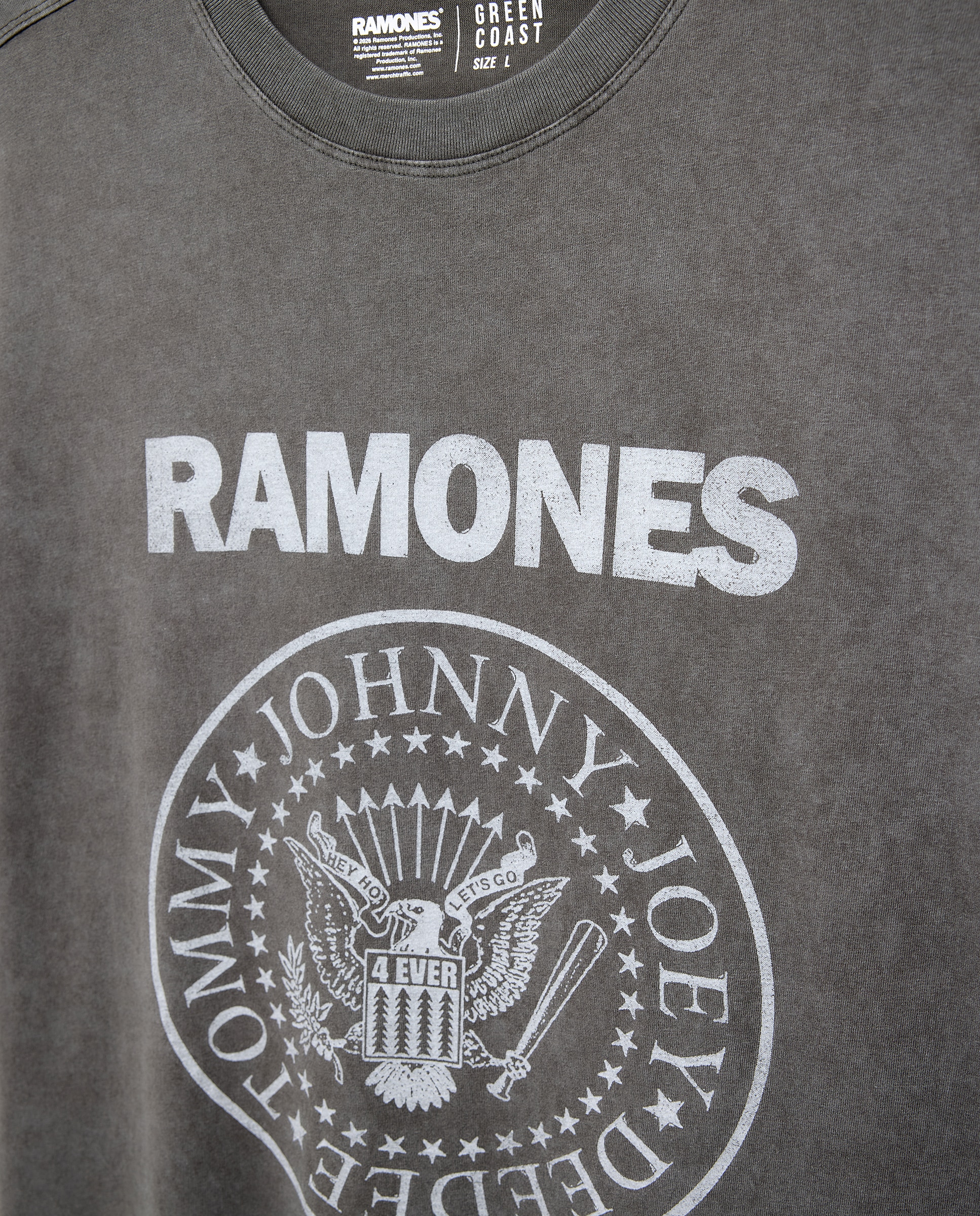 T-shirt de Manga Curta com Estampado de Música Ramones Verde-6