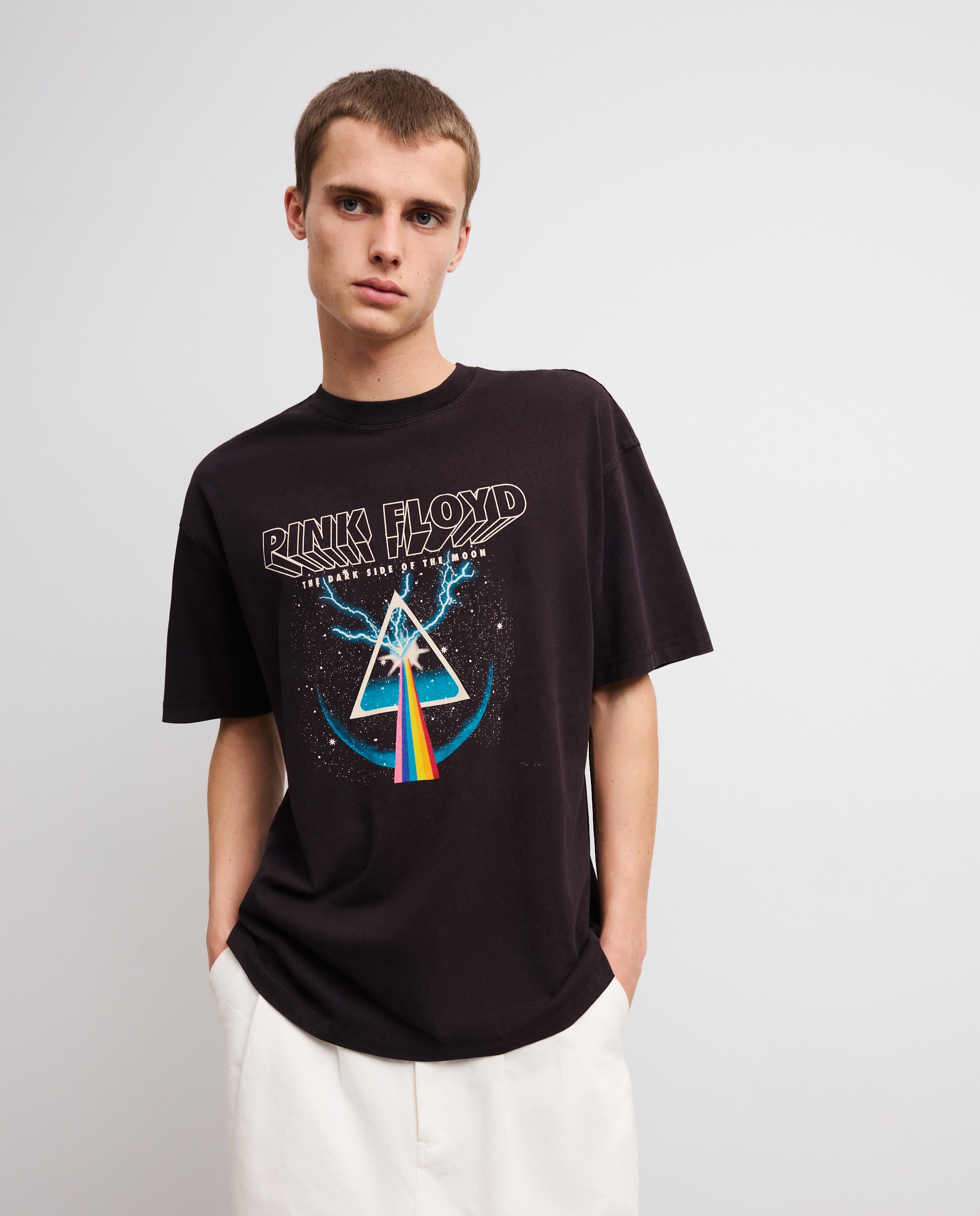 T-shirt de Manga Curta com Estampado de Música Pink Floyd Preto-2