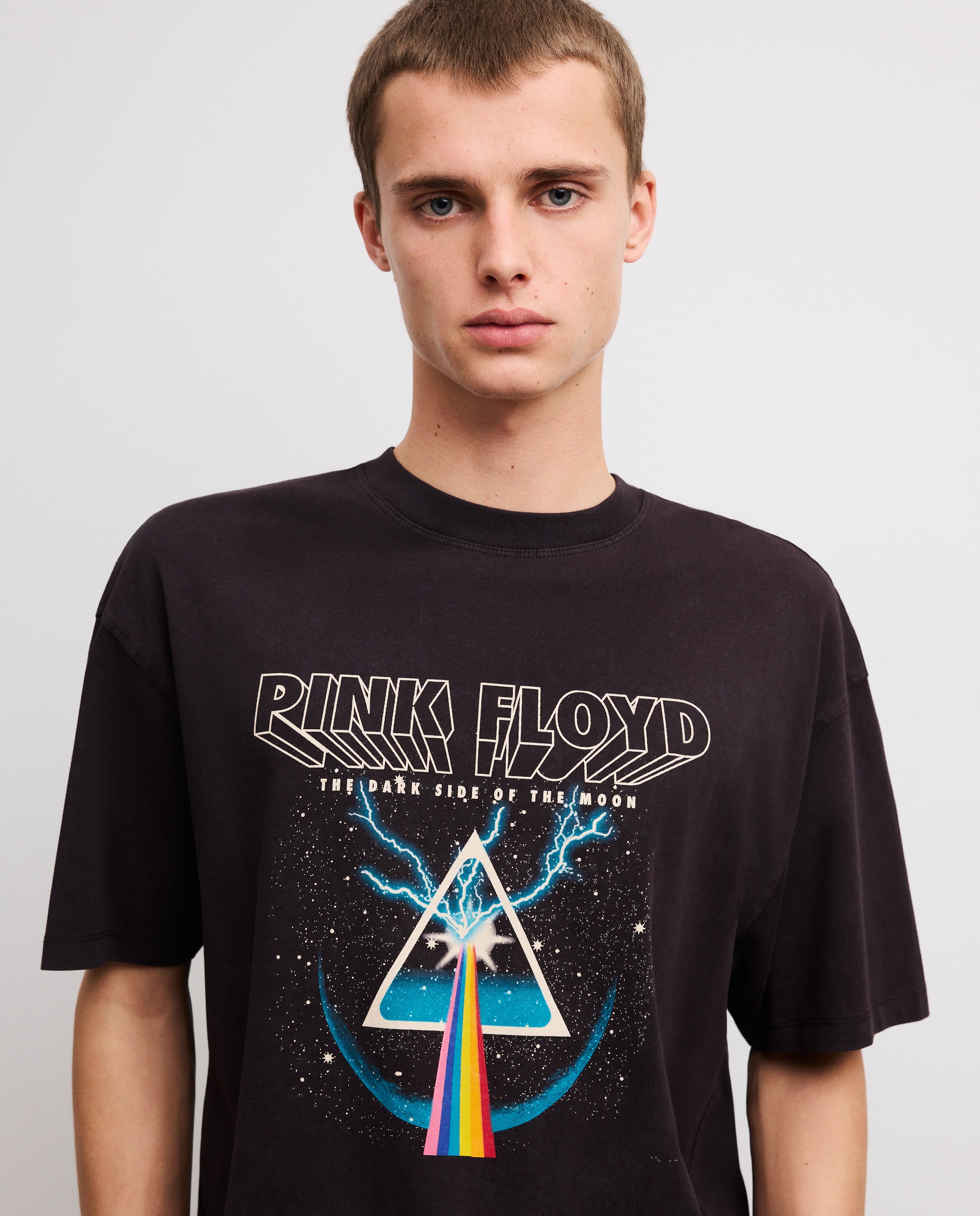 T-shirt de Manga Curta com Estampado de Música Pink Floyd Preto-4