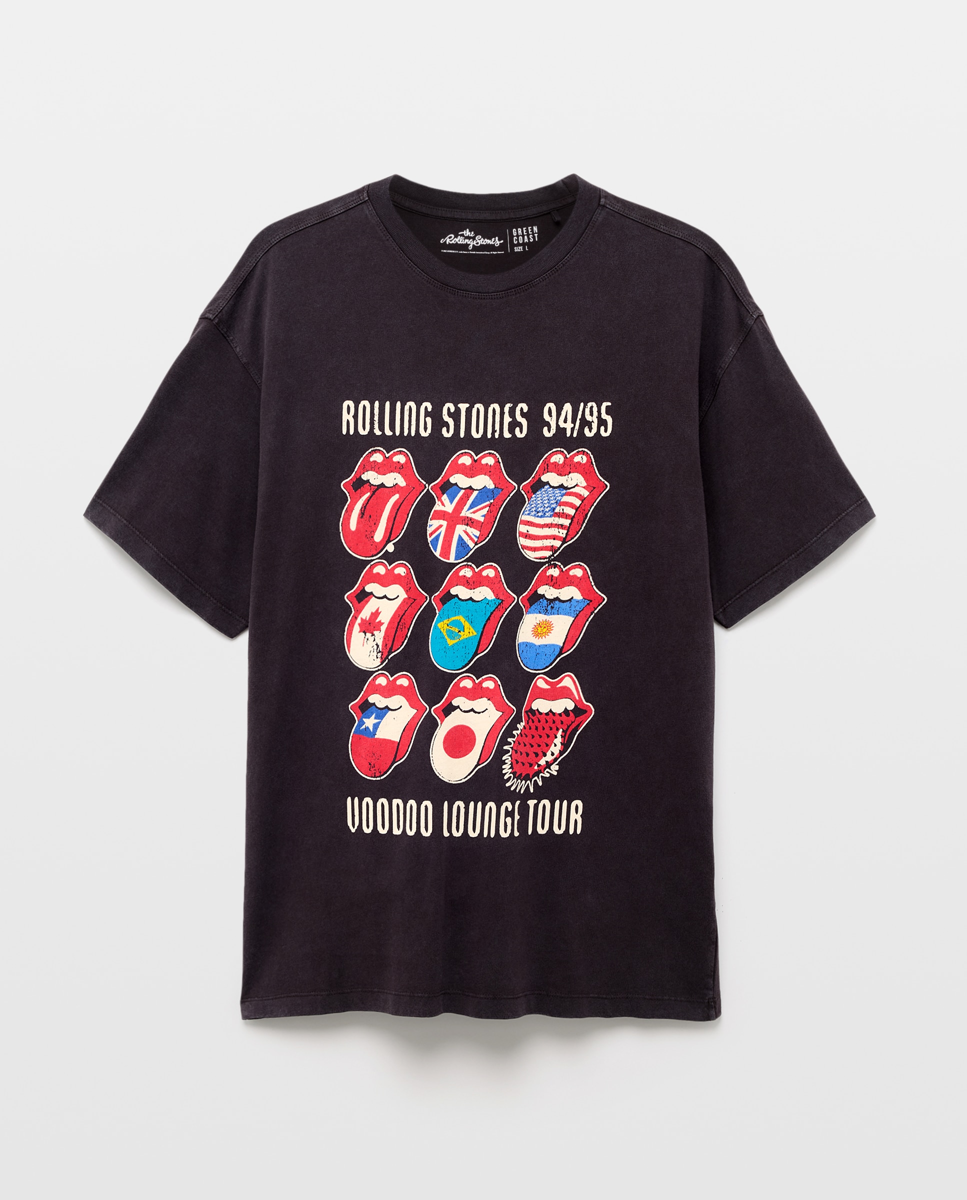 T-shirt de Manga Curta com Estampado de Música Rolling Stones Preto-5