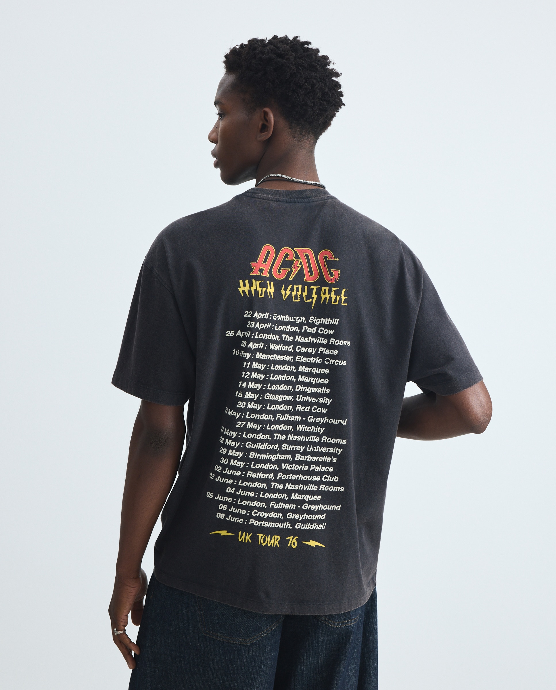 T-shirt de Manga Curta com Estampado de Música ACDC Preto-3
