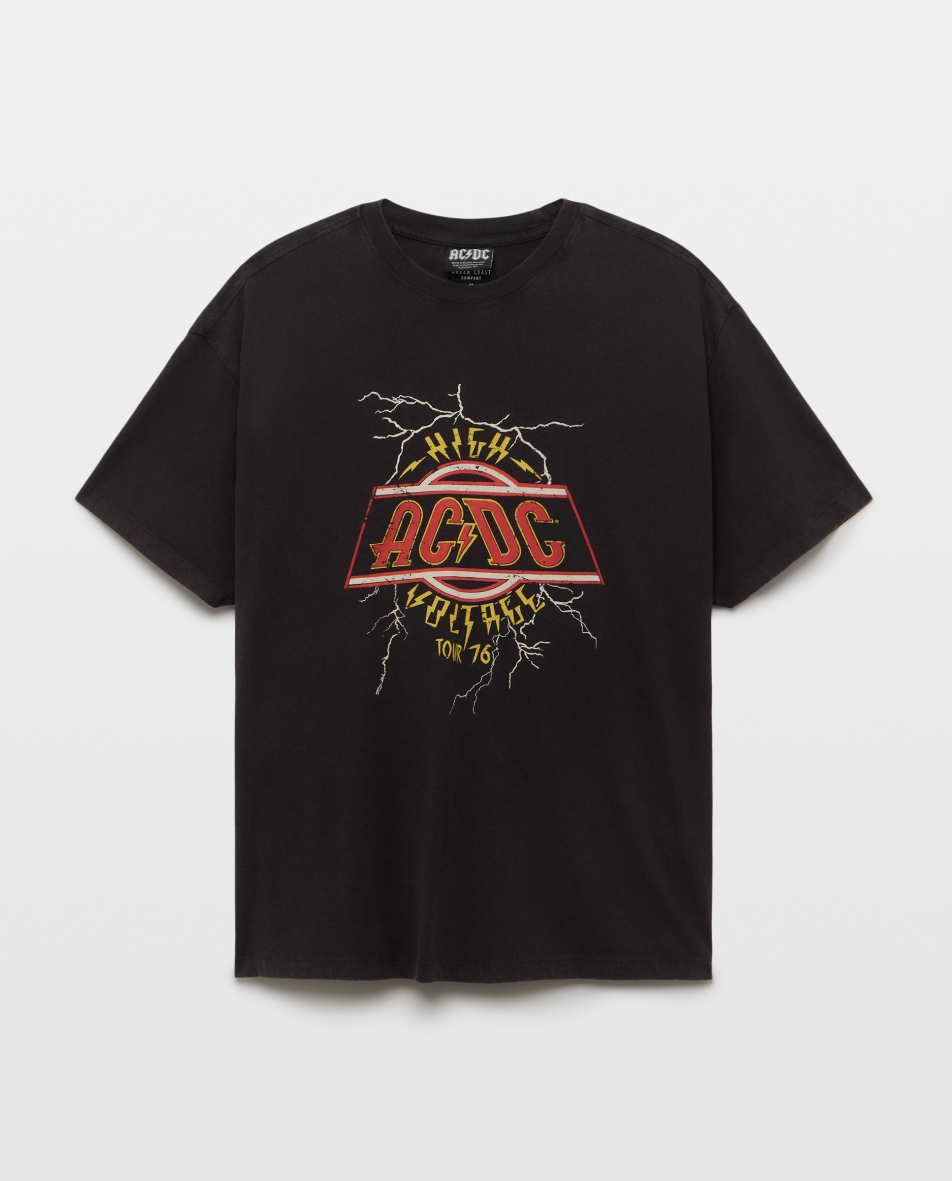 T-shirt de Manga Curta com Estampado de Música ACDC Preto-4