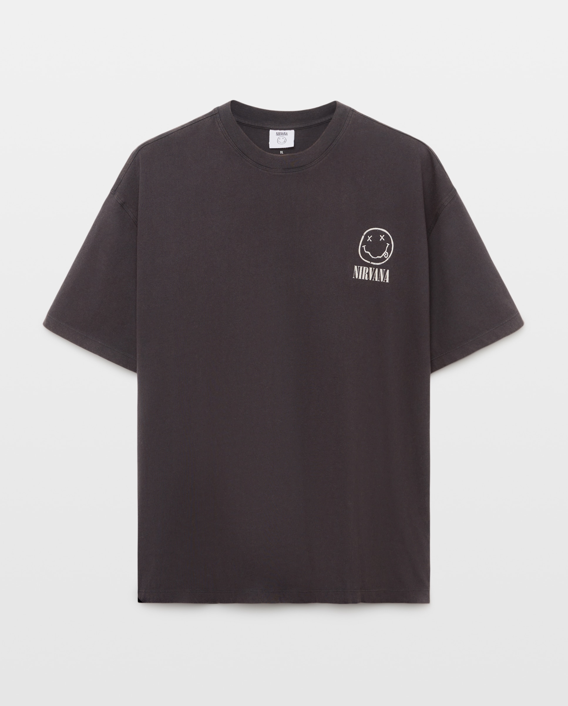 T-shirt de Manga Curta com Estampado de Música Nirvana Preto-4