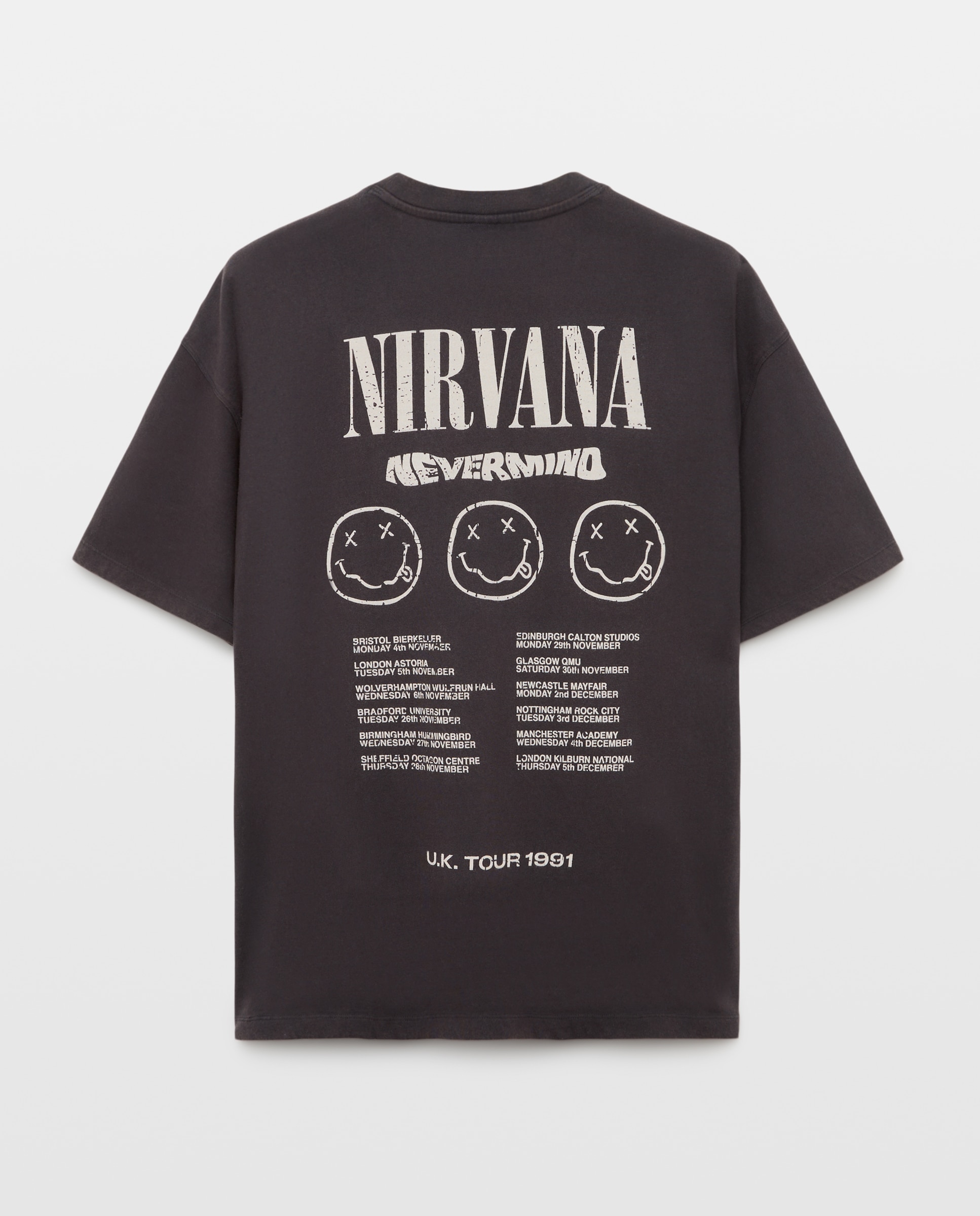 T-shirt de Manga Curta com Estampado de Música Nirvana Preto-5
