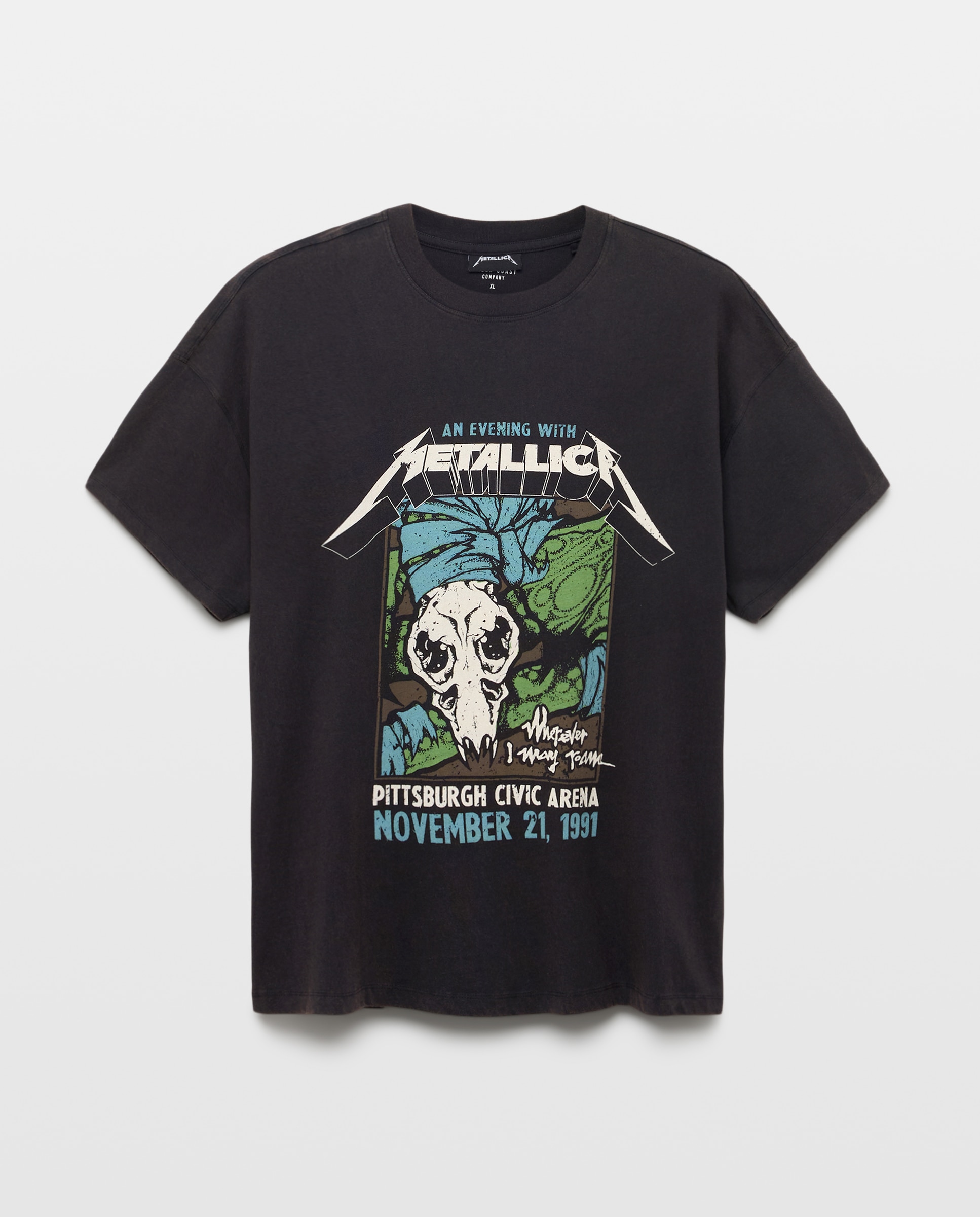 T-shirt de Manga Curta com Estampado de Música Metallica Preto-4