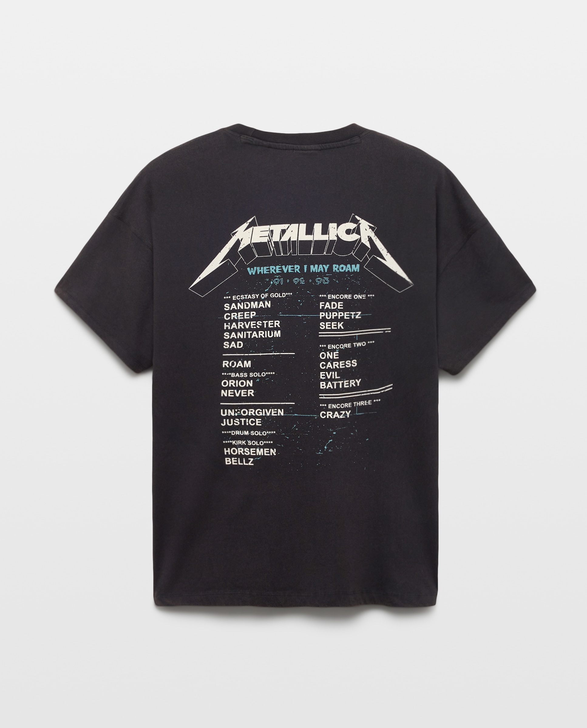 T-shirt de Manga Curta com Estampado de Música Metallica Preto-5