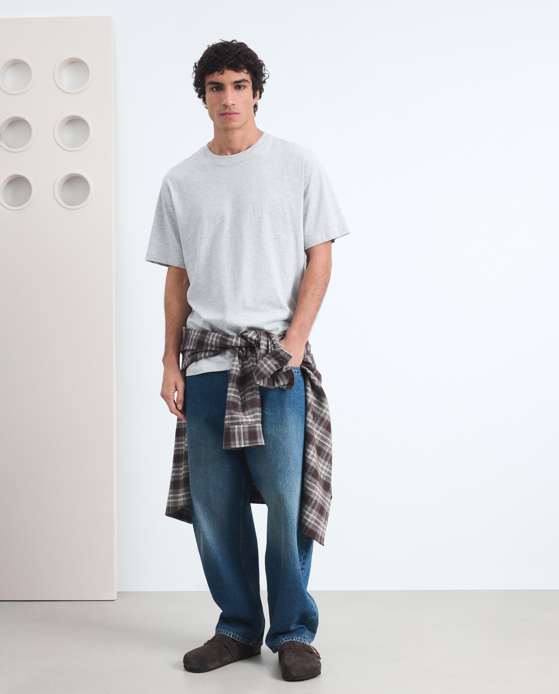 Camiseta de hombre en algodón blanca de manga corta - Green Coast - Gris claro Gris claro-2