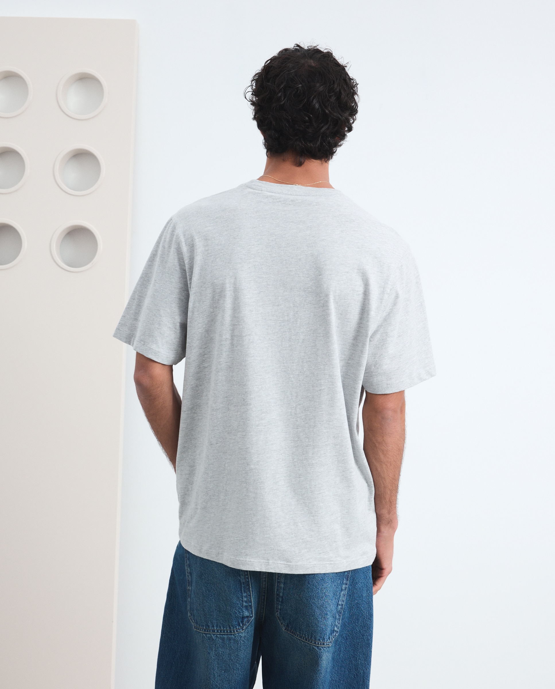 Camiseta de hombre en algodón blanca de manga corta - Green Coast - Gris claro Gris claro-3