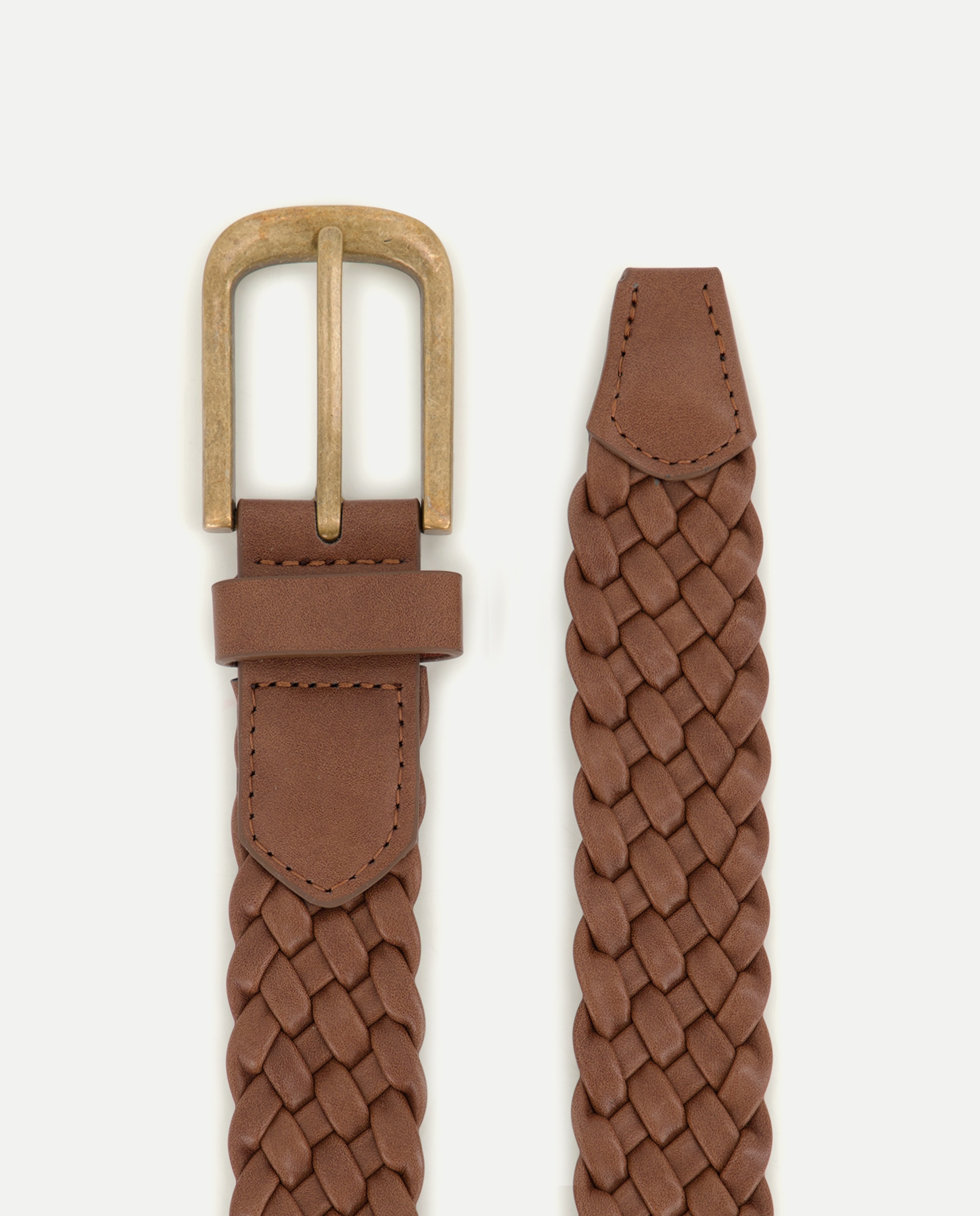 Cinto Entrançado com Fivela Castanho-2